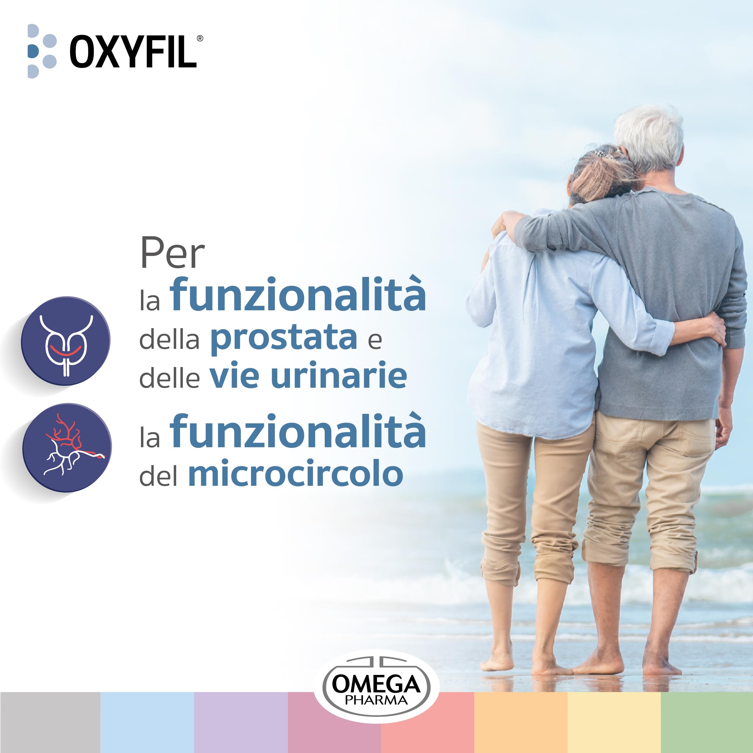 Omega Pharma - Oxyfil - Favorisce la funzionalità della Prostata, delle Vie Urinarie e del Microcircolo locale. Azione Antiossidante - 30 Compresse