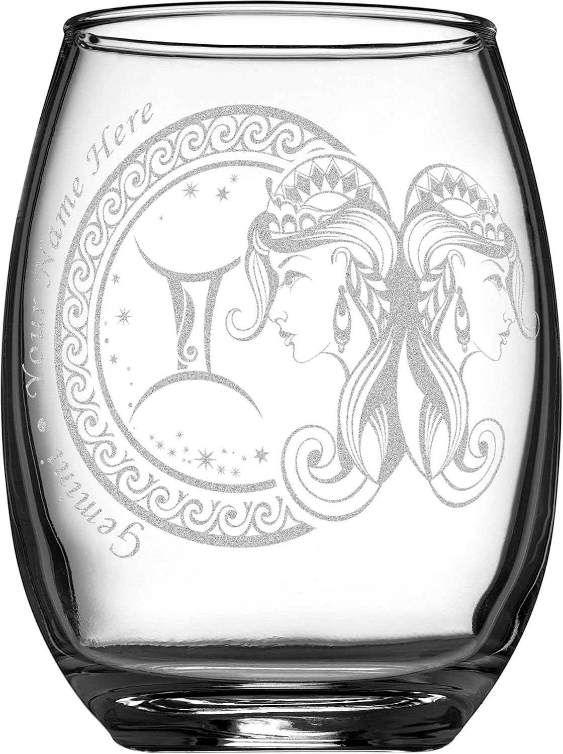 Personalized YOUR NAME HERE Laser Engraved STAR SIGN Wineglass (15oz) (GEMINI)