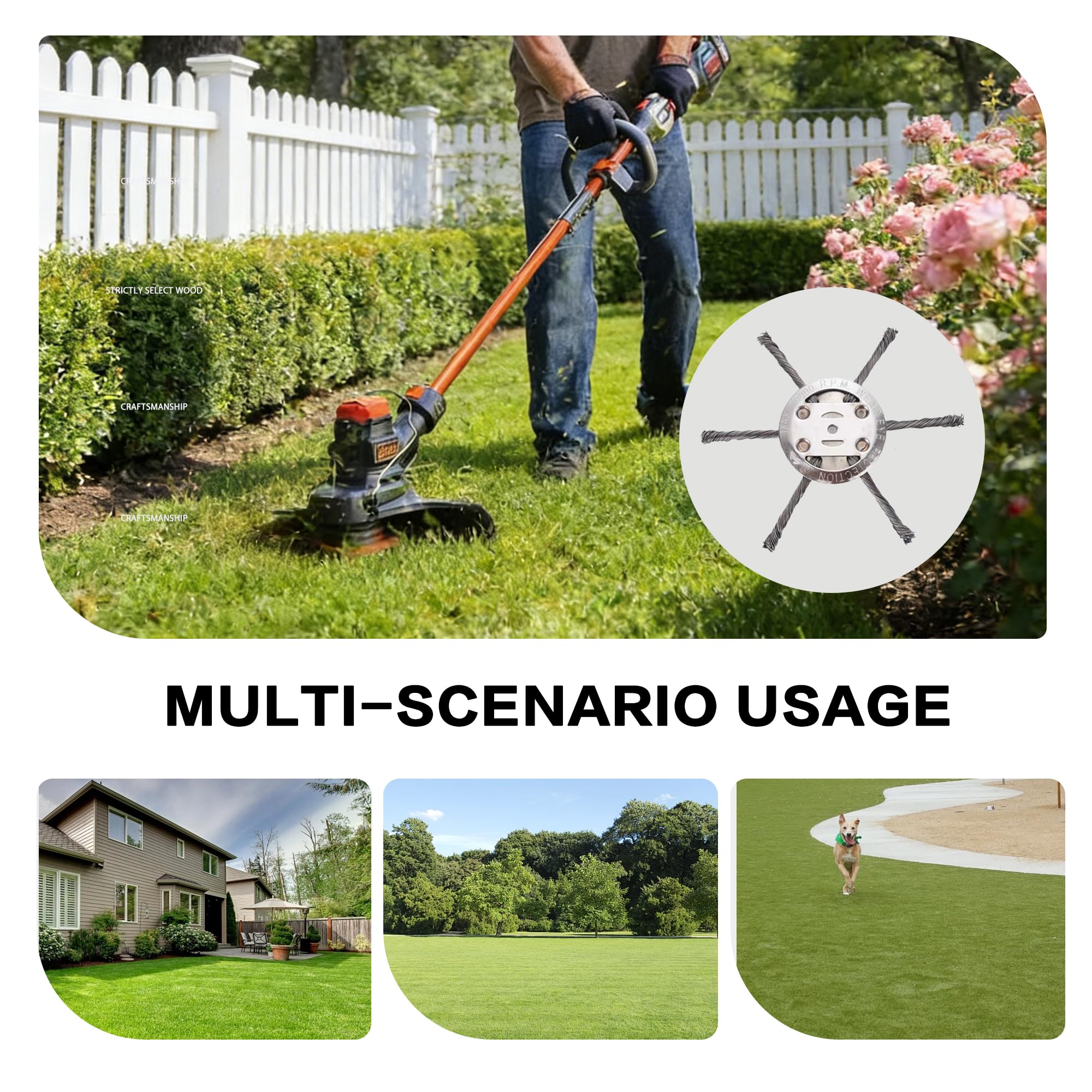 AGSYFFD 2 testine per decespugliatore a filo metallico, attacco universale da 150 mm, testa in filo annodato resistente, con accessori di installazione per decespugliatori da giardino senza fili (6
