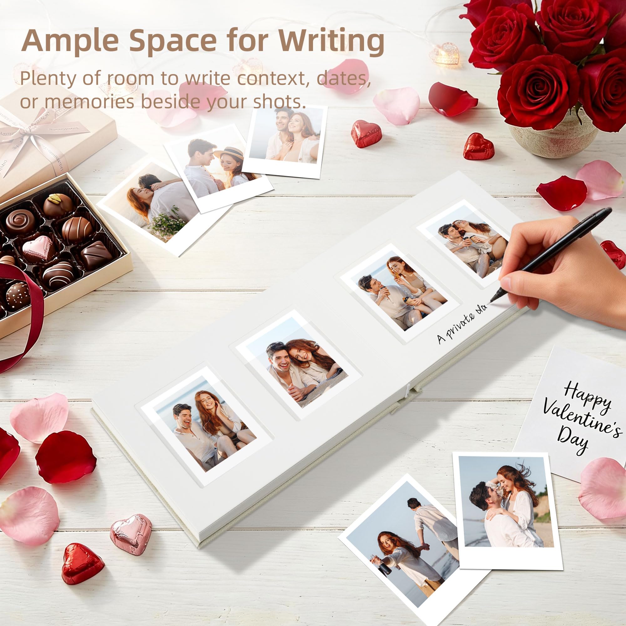 Vienrose Polaroid - Album fotografico con copertina in pelle PU, 64 tasche, con spazio per scrivere per foto da 2 x 3, adatto per fotocamere istantanee Fujifilm Instax Mini, colore: verde