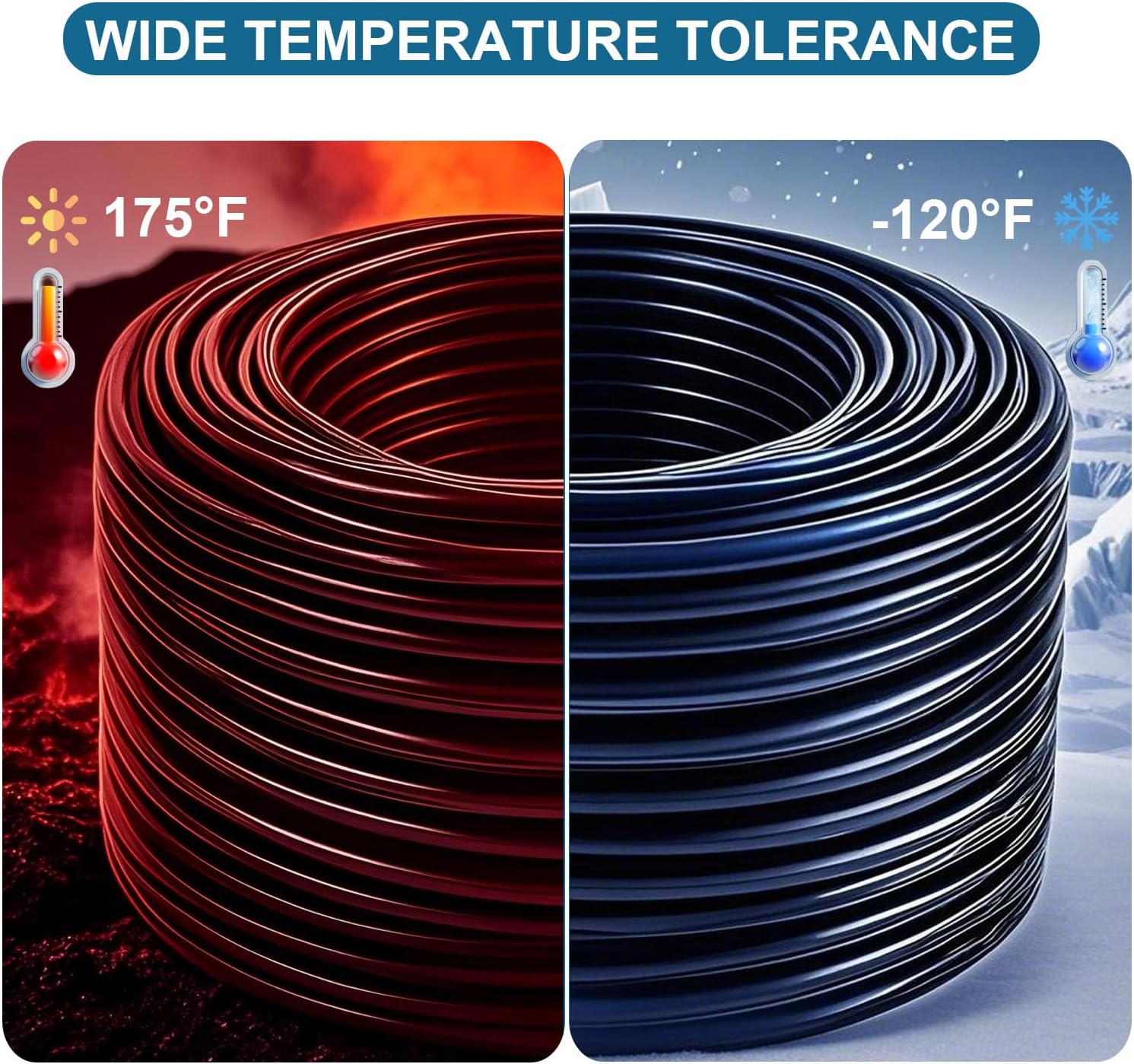 3/8 Inch Self-Sinking Aeration Hose, Heavy-Duty Weighted Pond Tubing with 8 Stainless Steel Clamps and 4 Copper Menders for Ponds, Lakes, Aquaculture (100 FT)