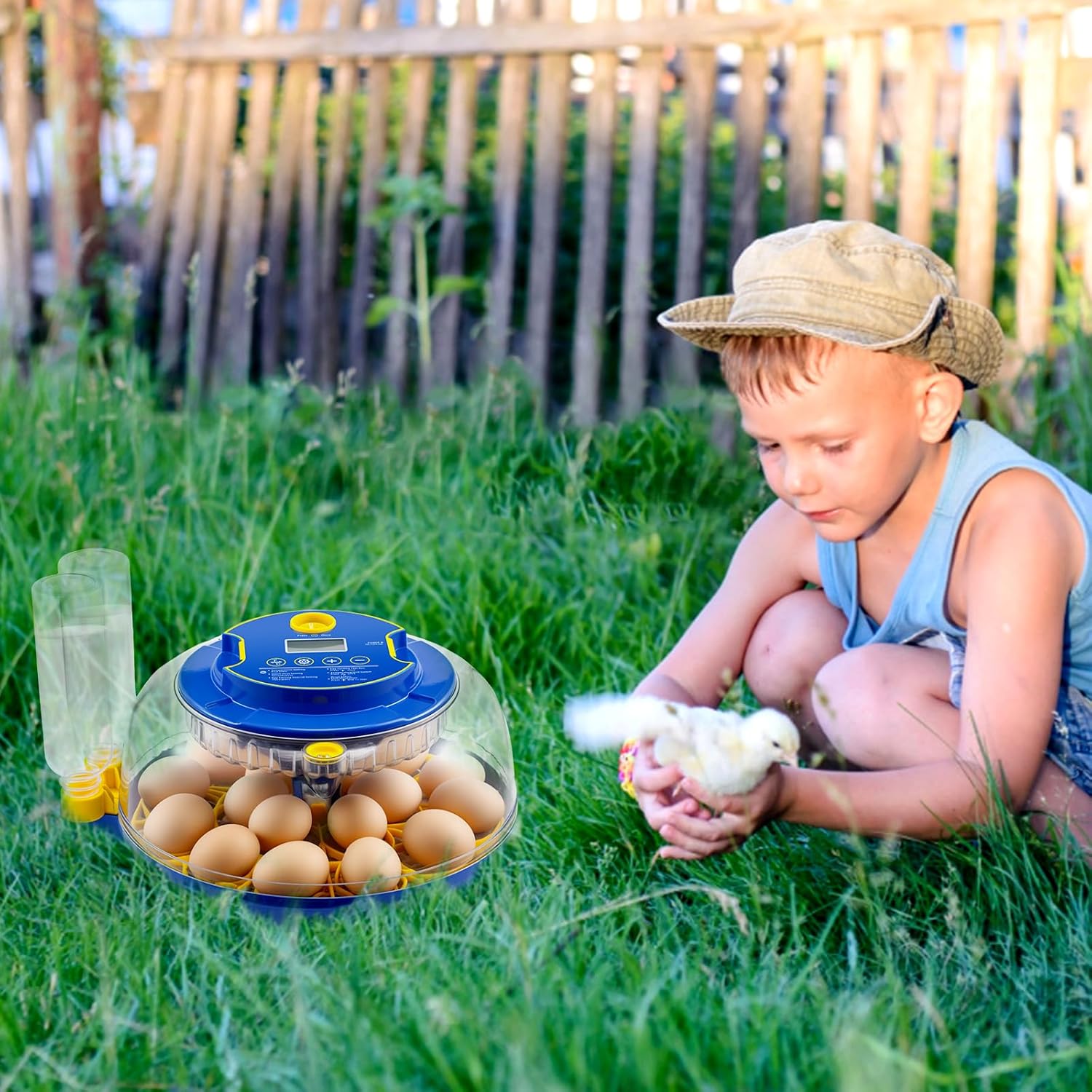 18 Egg Incubator Automatic Egg Turner Temperature & Humidity Control, Incubators for Hatching Eggs, Chicken, Ducks, Goose, Pigeon, Quail, Parrot Incubator Farm,Lab,Science Classroom,Home (Blue-18 Egg)