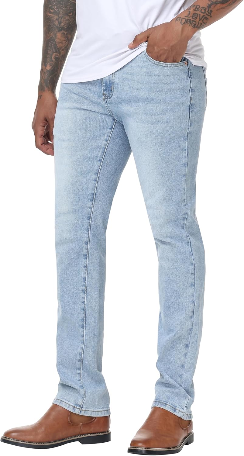 Men's Stretch Regular Fit Straight-Leg Jeans - Cowboy Cotton Fashion Comfort Flex Waist Denim Pants - Image 4