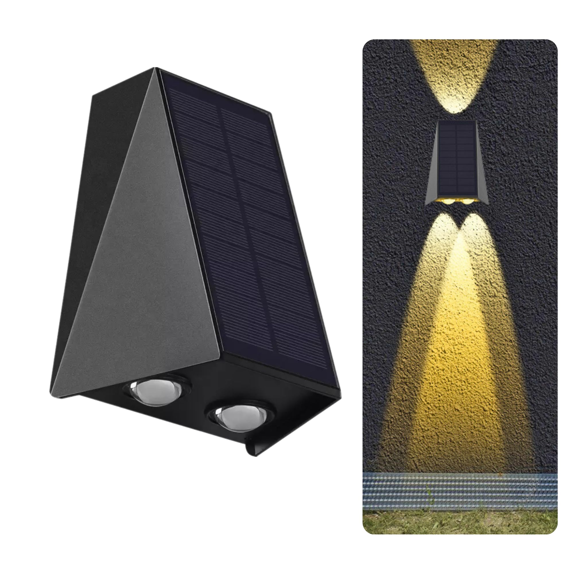 BRIGHTICONIC Solar Powered Sconce Lights Outdoor Up Down Wall Mount LED, Honeycomb Waterproof Battery Lamp Post Lights, Dusk to Dawn Lighting Fixture for Backyard Deck Fence Entrance or Gate