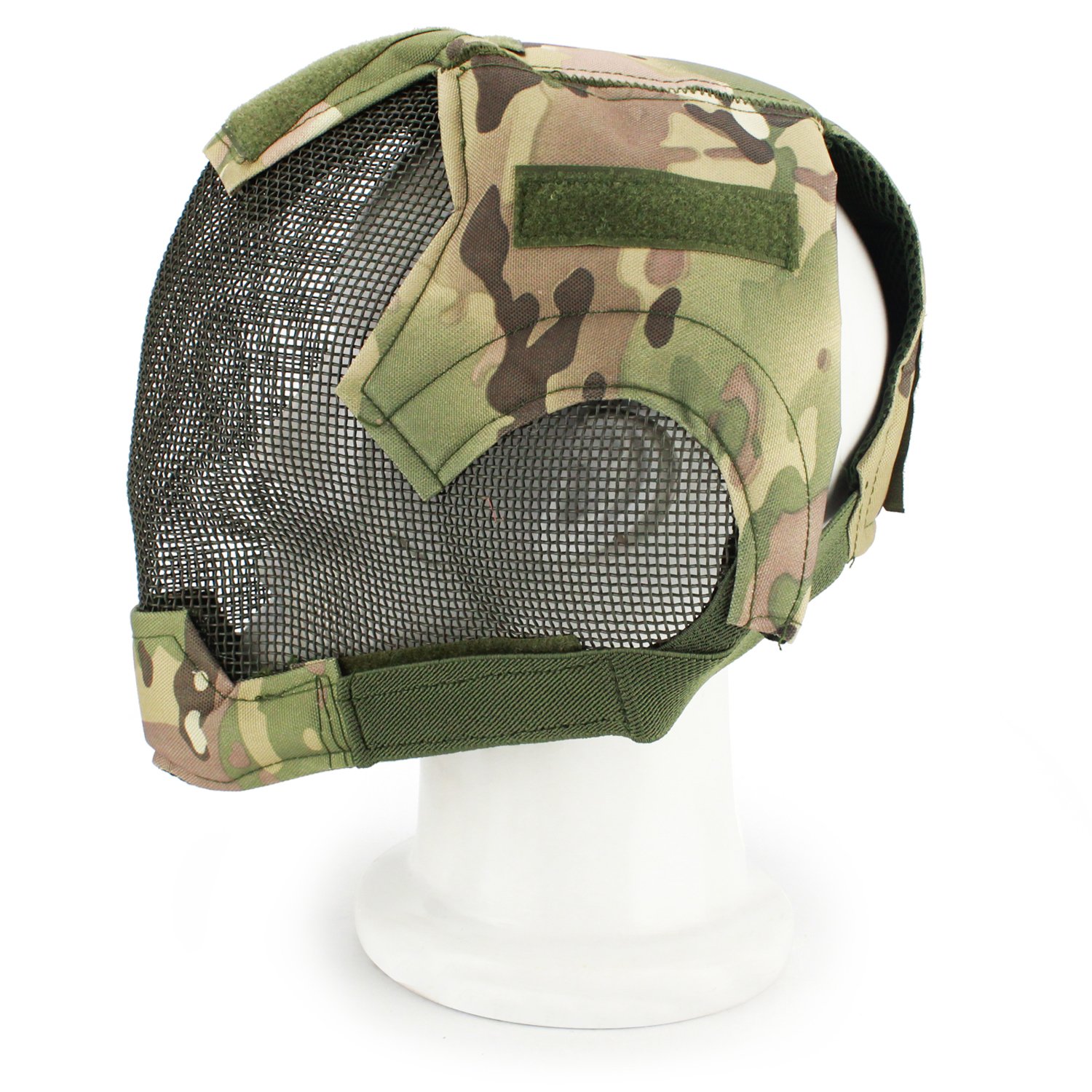 Máscara táctica de airsoft, ajustable, máscara de protección de malla completa con protección para los oídos para juegos de CS al aire libre, caza, Halloween, paintball, hockey, disfraz de cosplay