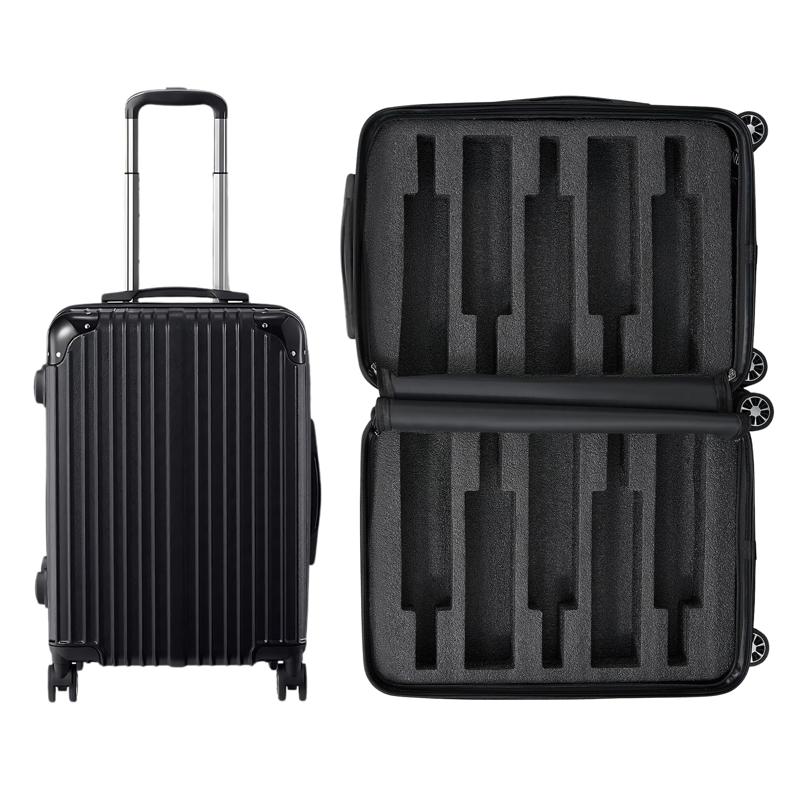 Wine Bottle Suitcase | Holds 10 Standard 750 ML Size Bottles | Universal Airplane Luggage Case, TSA Approved Wheeled Bag For Professionals and Consumers, Gift For Wine Lovers & Connoisseurs (24 IN)