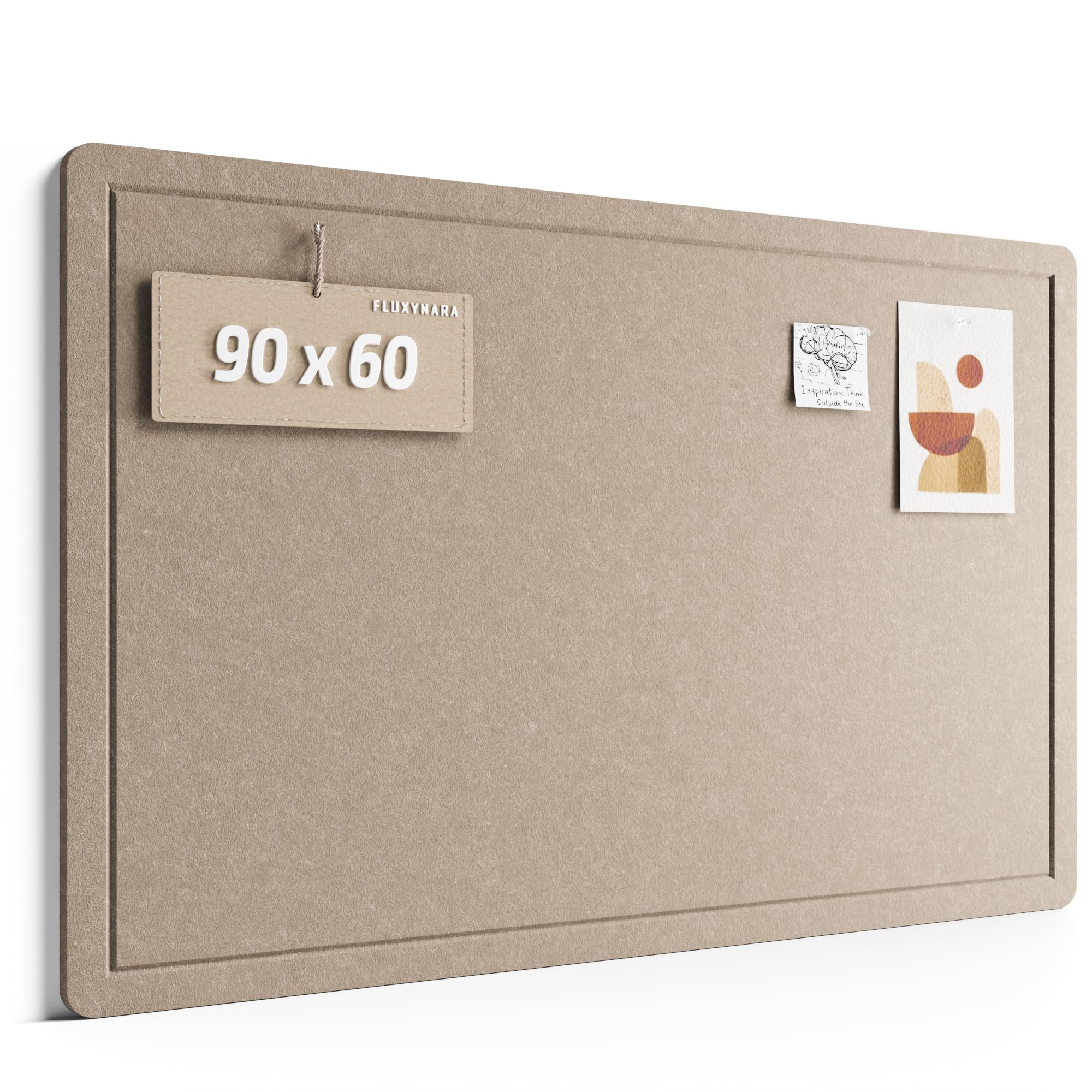 Fluxynara Bulletin Board, 90 x 60cm Cork Board Alternative with 12 Safe Removable Adhesive Tabs, Foldable Felt Pin Board for Home Office, Classroom, Bedroom,Entryway for Walls— Taupe
