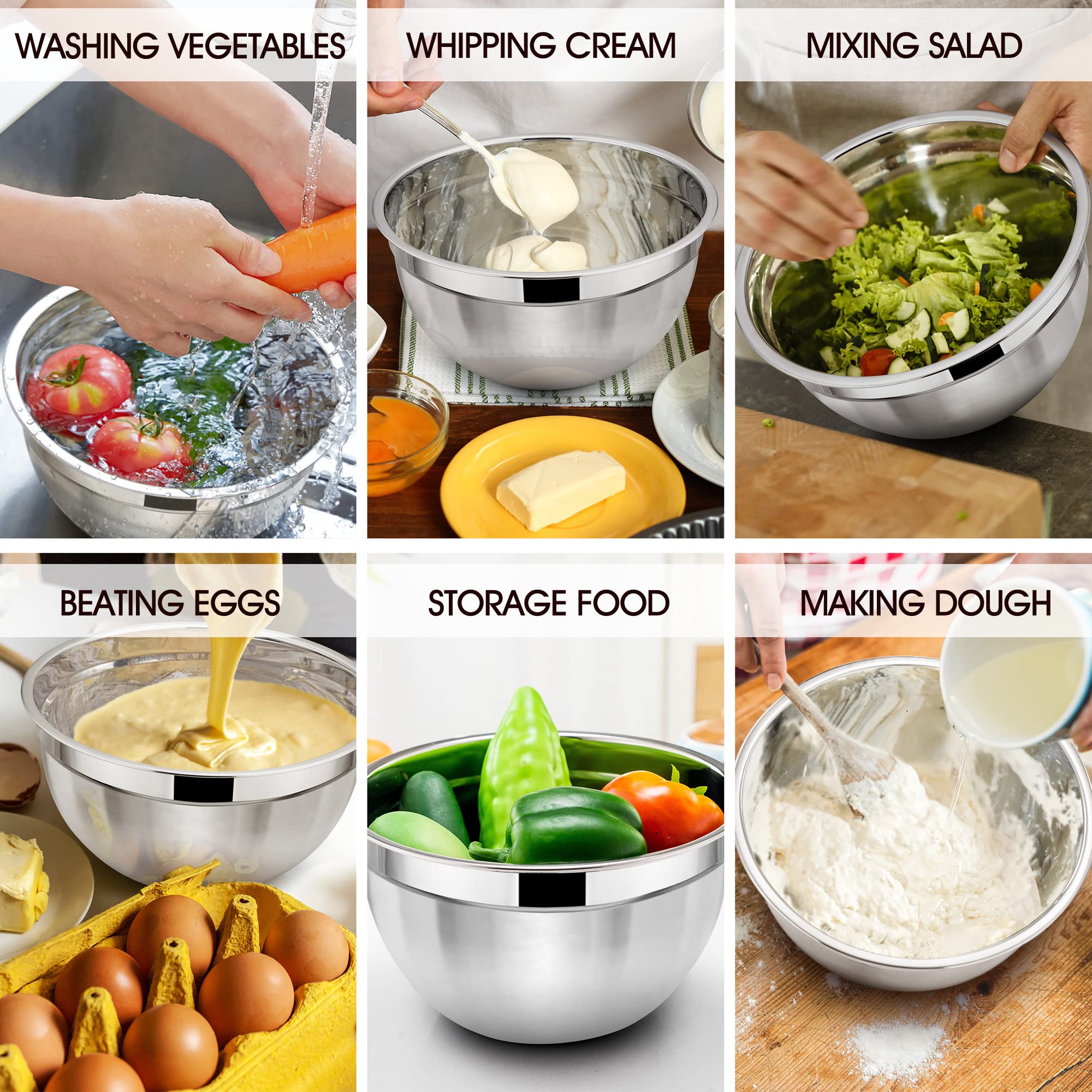 Ensemble De S En Inox 5 Pièces Avec Couvercle (1,4 à 7,6 Litres) - Mélangeur