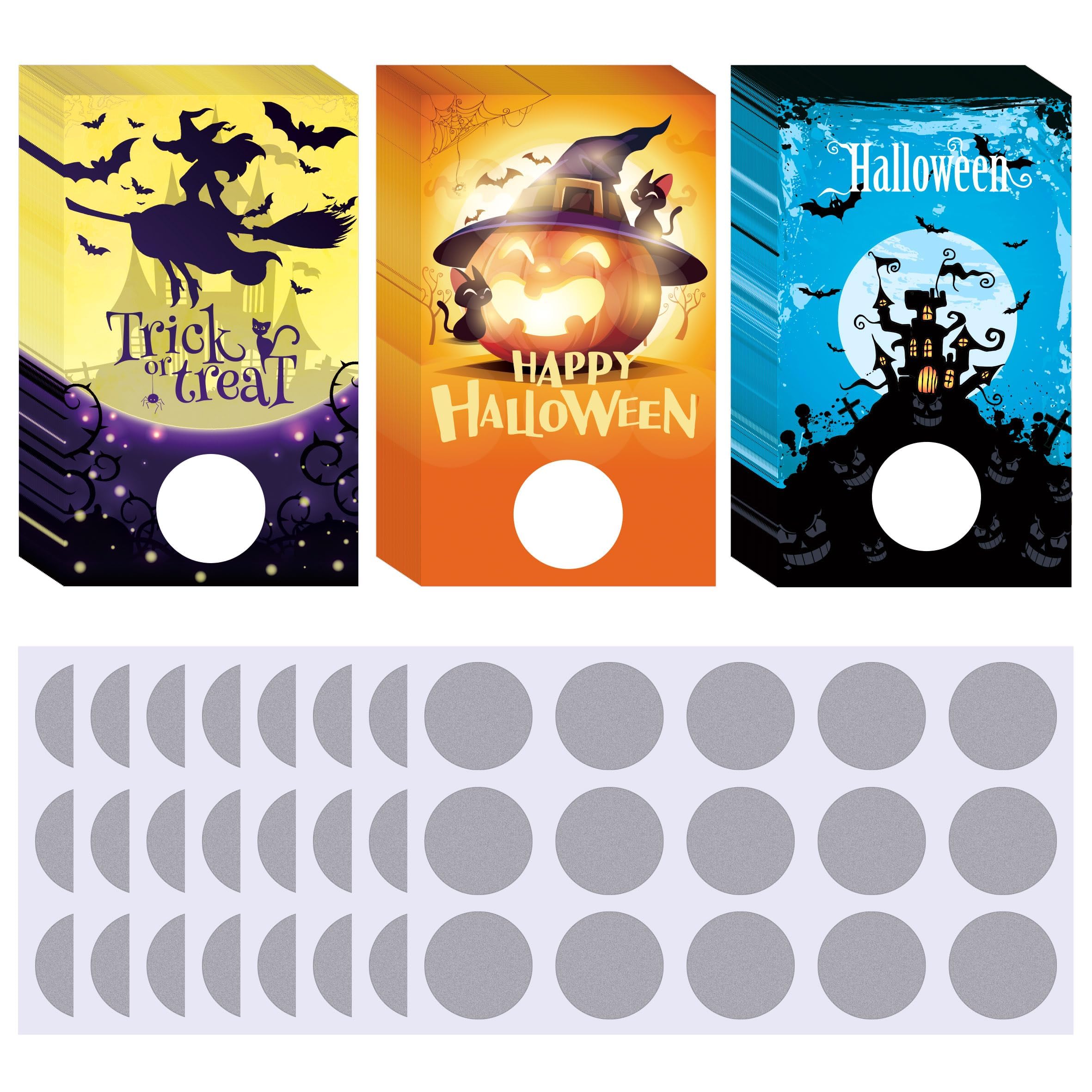 INKNOTE 120 PCS Halloween Scratch Off Cards 3 Styles DIY Blank Gift Certificates for Business Hair Beauty Makeup Salon Spa Restaurant DIY Coupon Theme