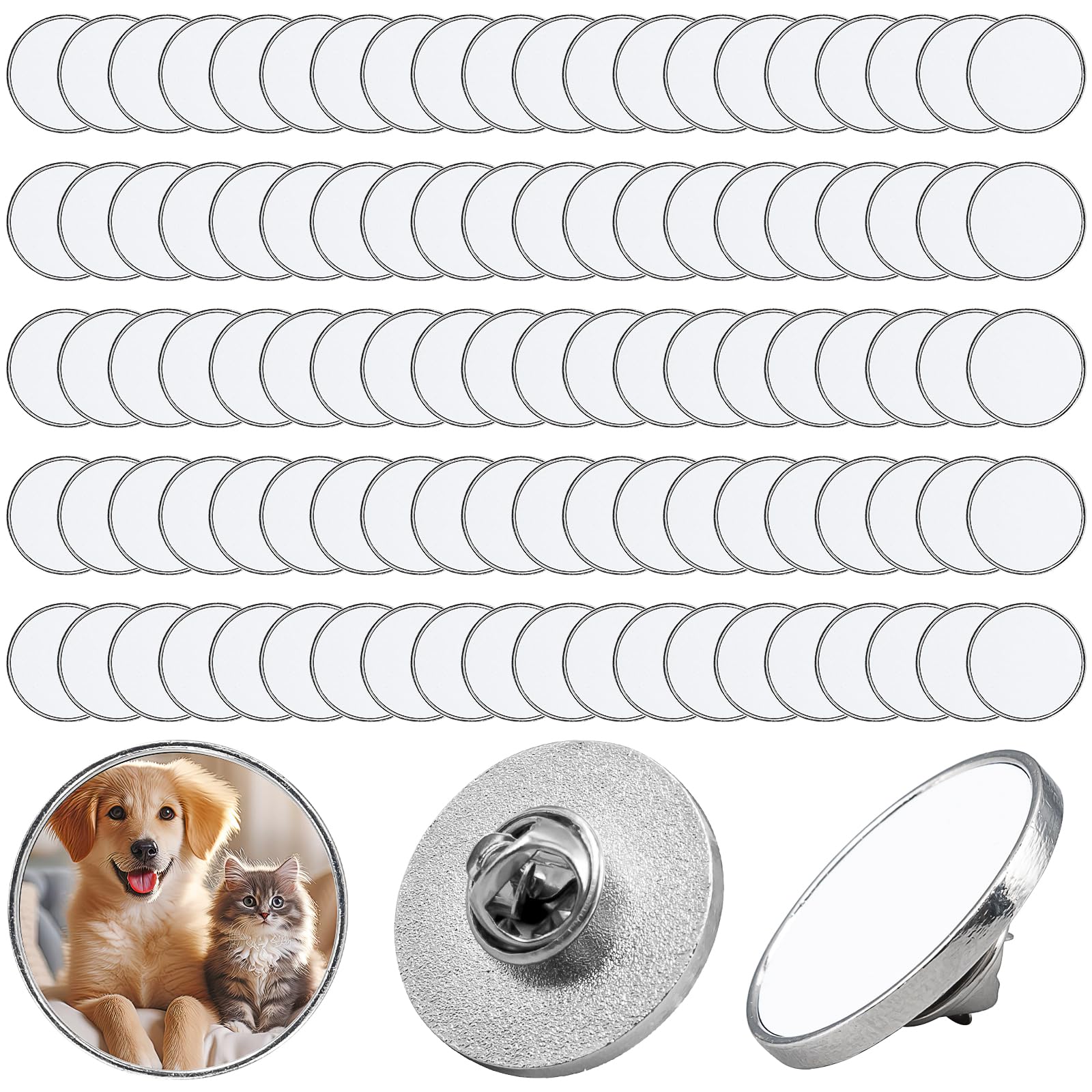 100 Pcs Sublimation Blank Pins Badge Bulk, Personalised Button Badge Kit