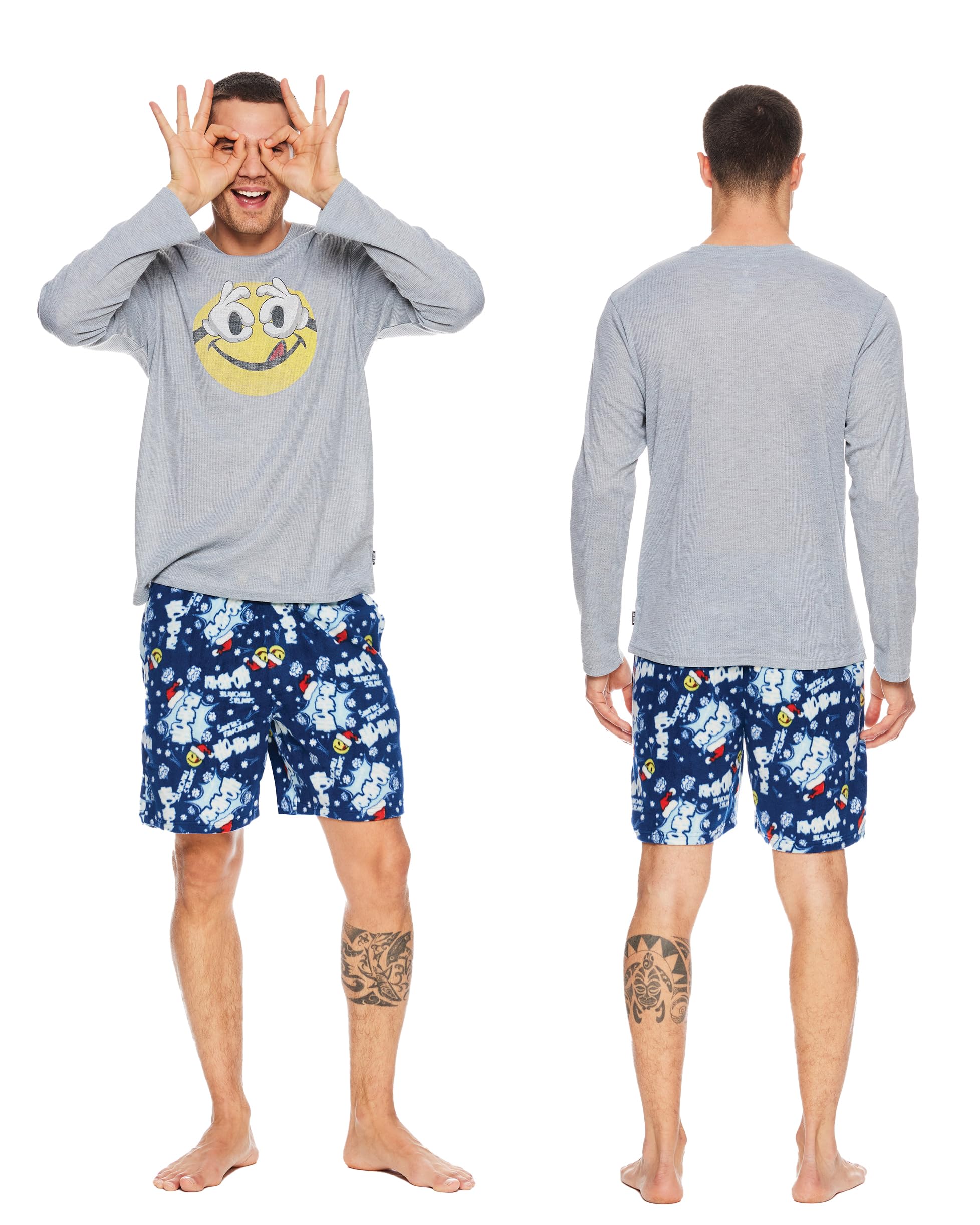 JOE BOXER Men's Moisture-Wicking 3-Pack Sleepwear Set: Pajama Pants, Elastic Banded Sleep Shorts, Long-Sleeve Crew Tee (Estate Blue, Large)