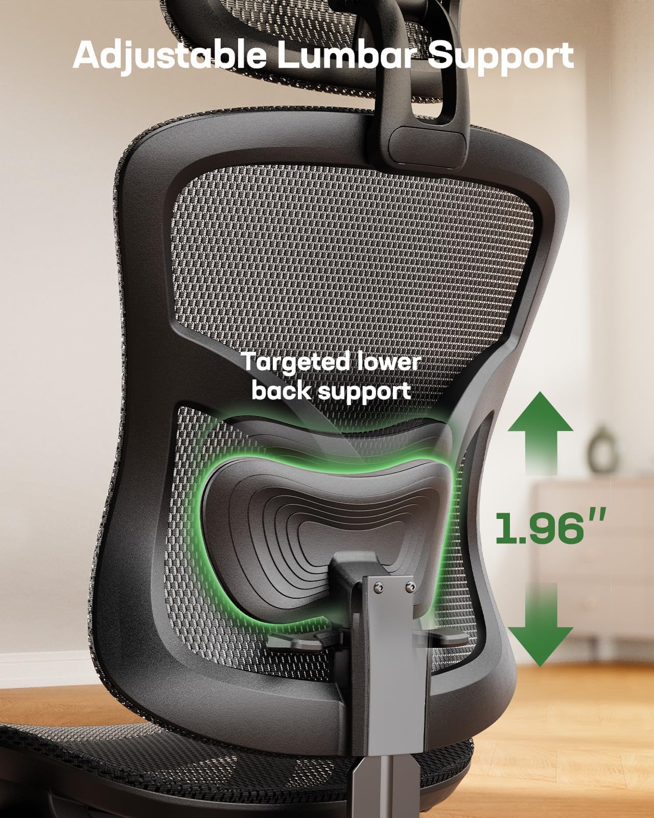 Marsail Sedia Da Ufficio Ergonomica In Rete – Schienale A S Con Supporto Lombare Regolabile, Braccioli Ribaltabili, Girevole, Portata 136 Kg (Nera)