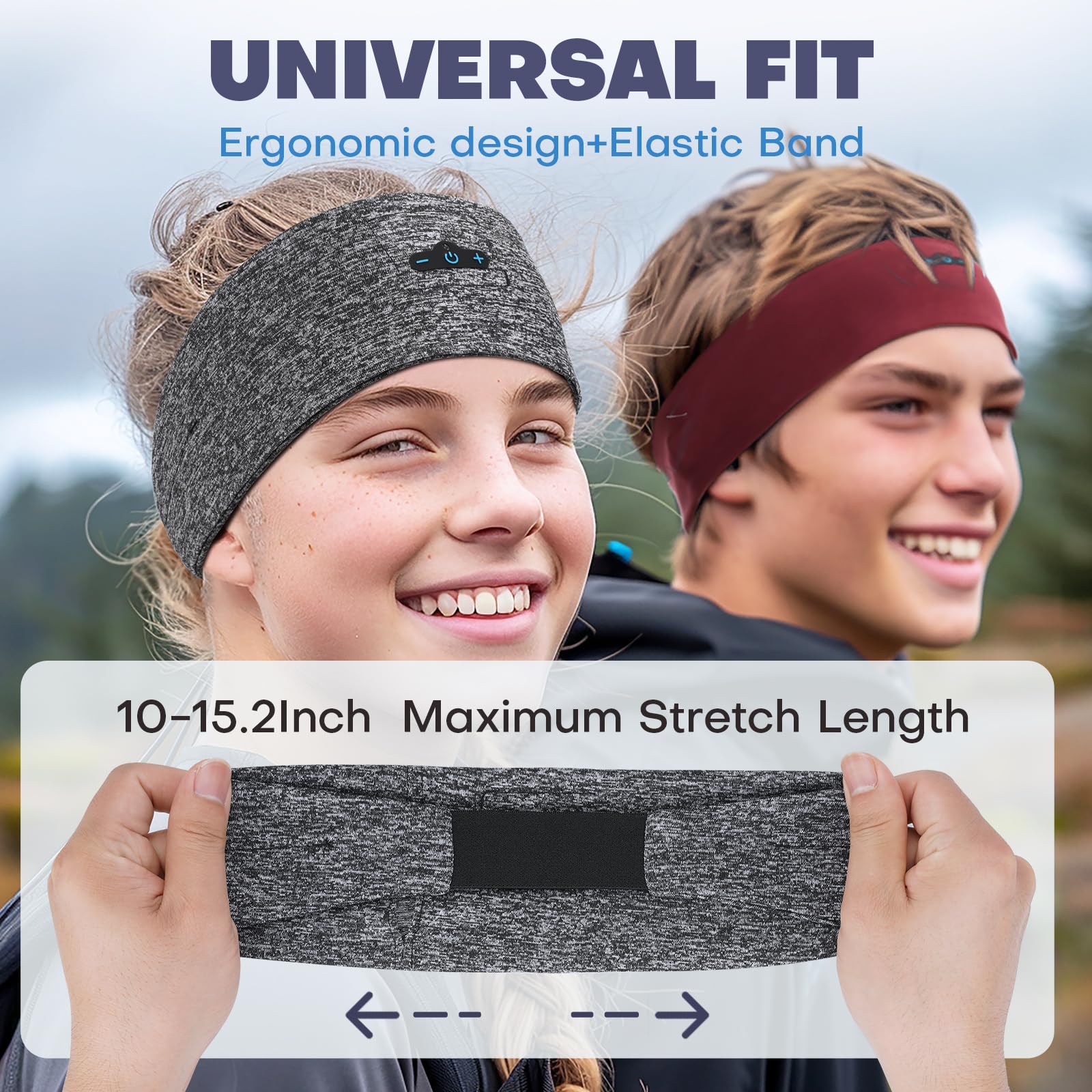 Auriculares para dormir Bluetooth 5.2 para dormir de lado, 13 horas de reproducción, auriculares inalámbricos con altavoces estéreo HD para entrenamiento, correr, yoga, regalo ideal para hombres