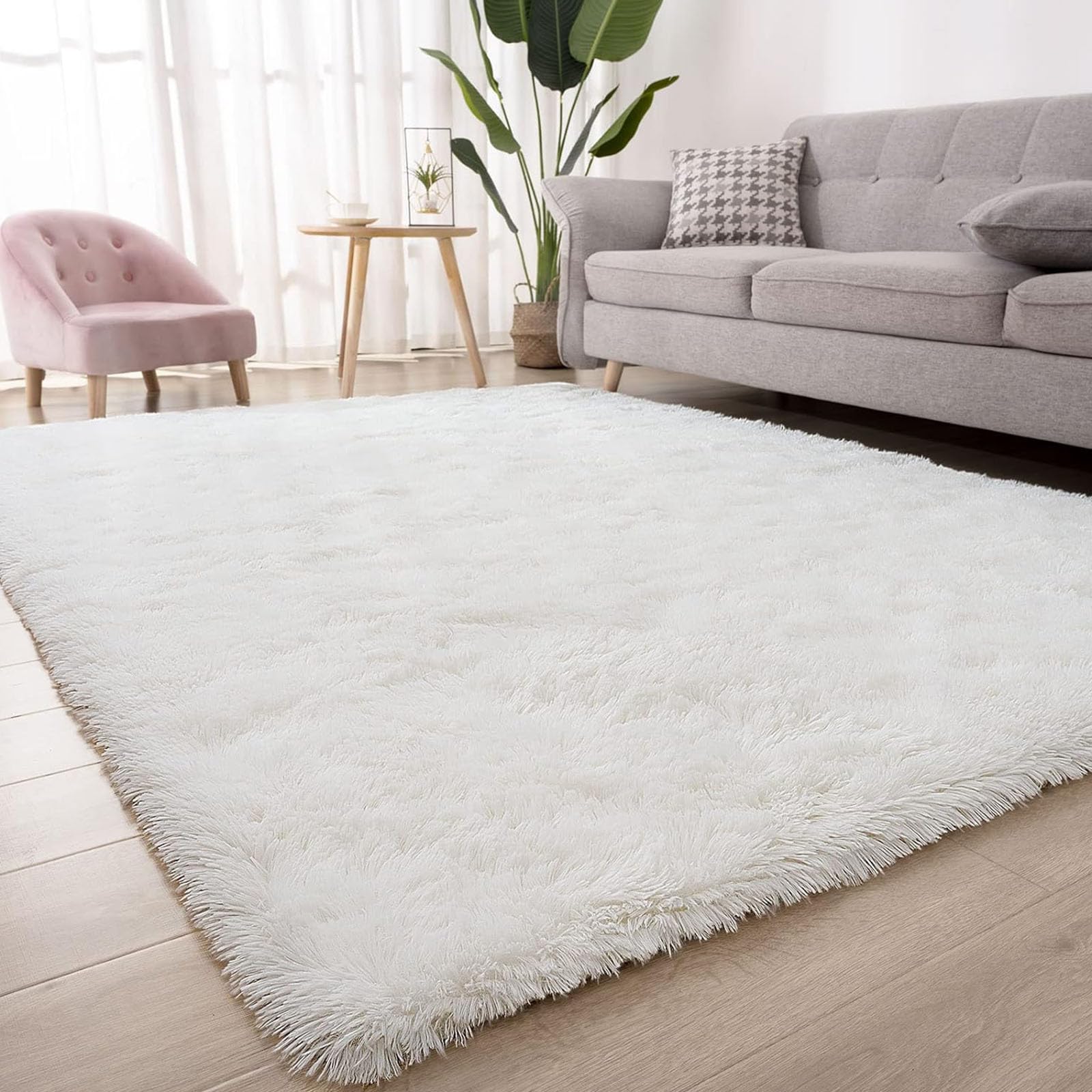 Tapis de salon moelleux blanc pour chambre d'enfant et pièce à vivre