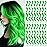 TOFAFA 16 Pcs Colored Hair Extensions Curly Wavy Clip in Synthetic Hairpiece Streak,Colorful Hair Christmas New Year Cosplay Party Highlights for Girls Women Kids Gift(Neon Green)