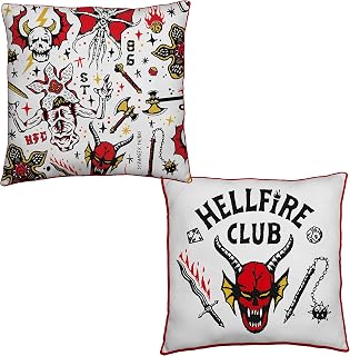 Stranger Things Officially Licensed Square Cushion | Super Soft Reversible 2 Sided, Hellfire Club Logo Design | Perfect For Any Bedroom, Sofa or on the Bed