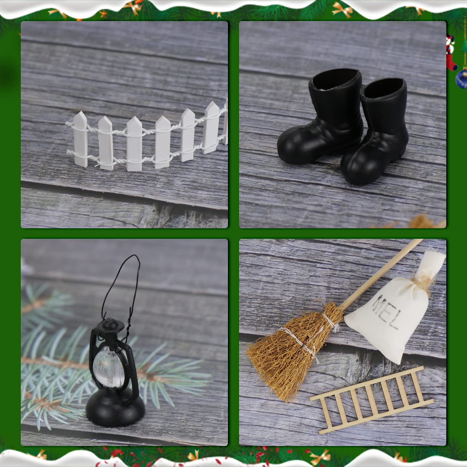 Kit Porte De Lutin De Noël - 67 Pièces En Bois DIY - Décoration Magique Avec éclairage Pour Enfant - 2
