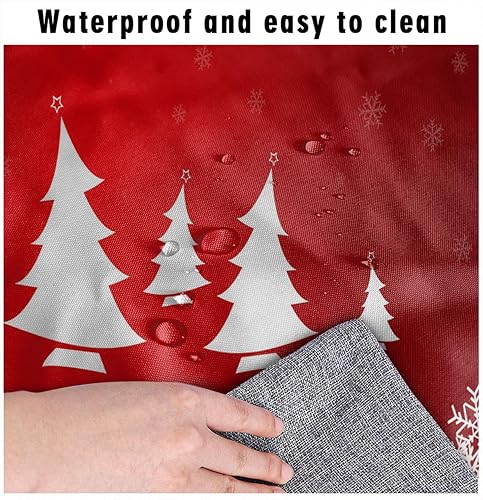 Miniatura 3 de Mantel rectangular de Navidad, mantel ajustable con árbol de Navidad blanco, protector de mesa de comedor para fiestas, vacaciones, interiores y