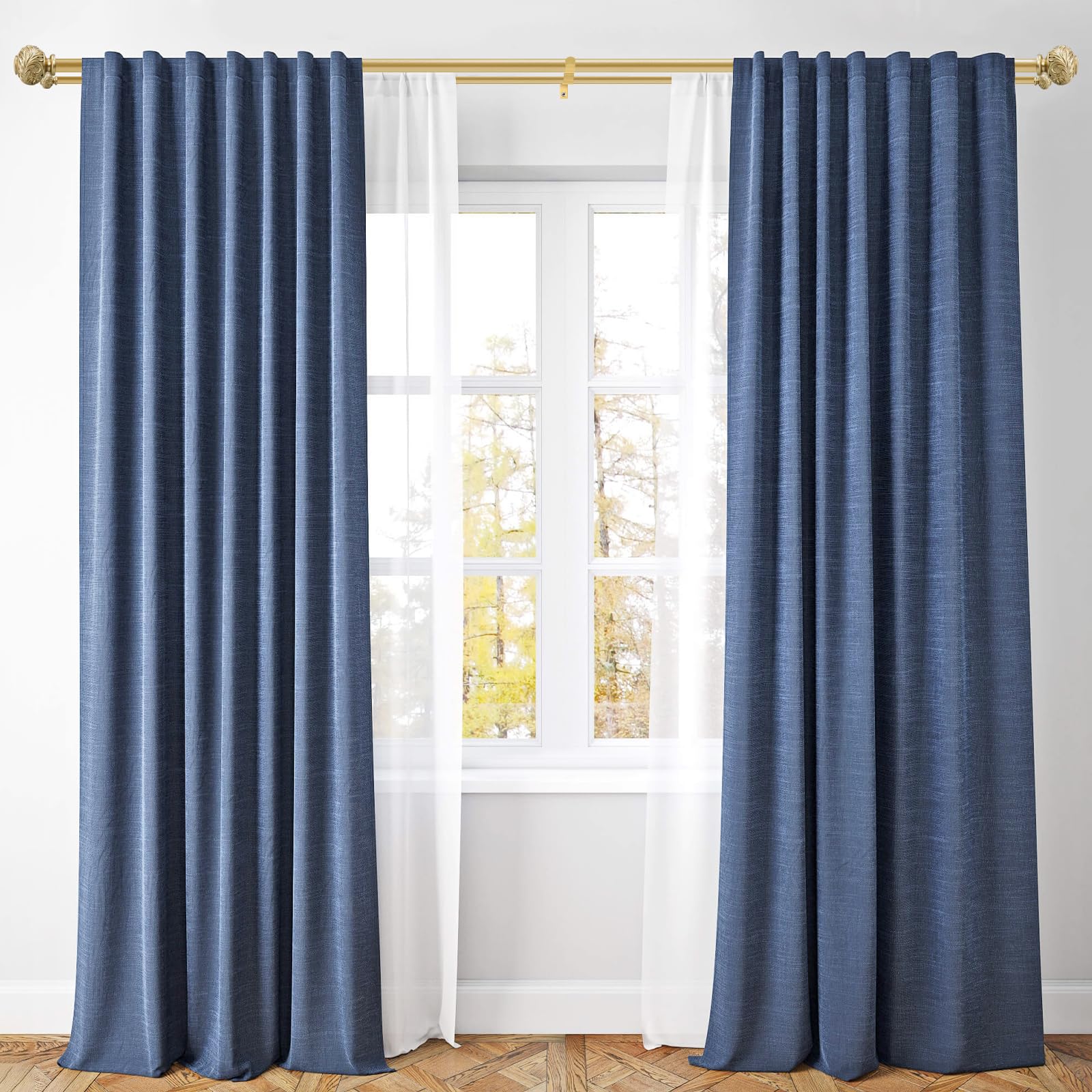 Doppelte Gardinenstange, 2,5 cm, goldfarben, 121,9 cm - 213,4 cm
