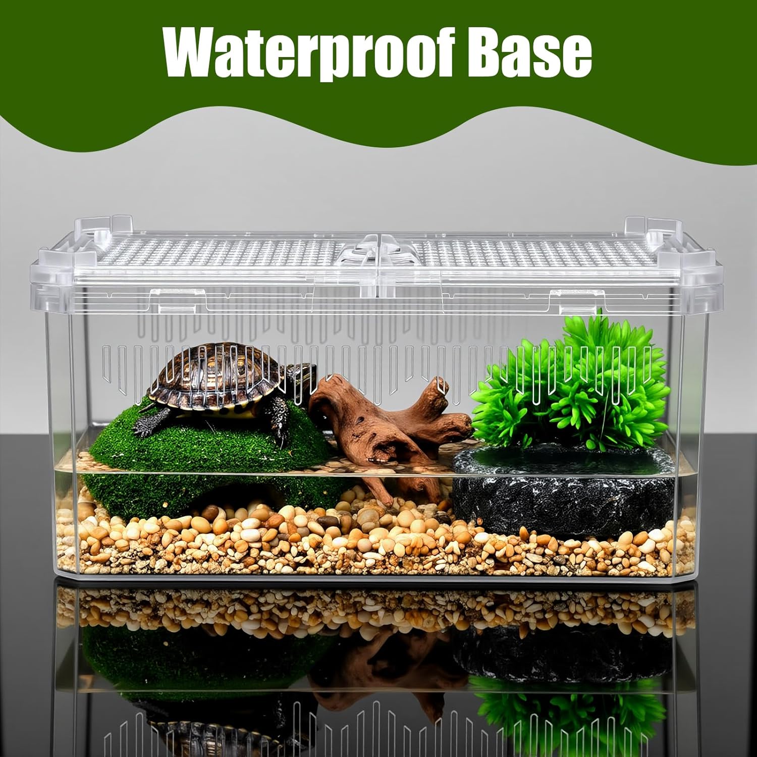 2 Pack Reptile Terrarium Tank, High-Transparency PET Enclosure with Magnetic Door - No Assembly Breathable Habitat for Tarantula, Spider, Hermit Crab, Cricket, Gecko (7.5"x5"x3.7")