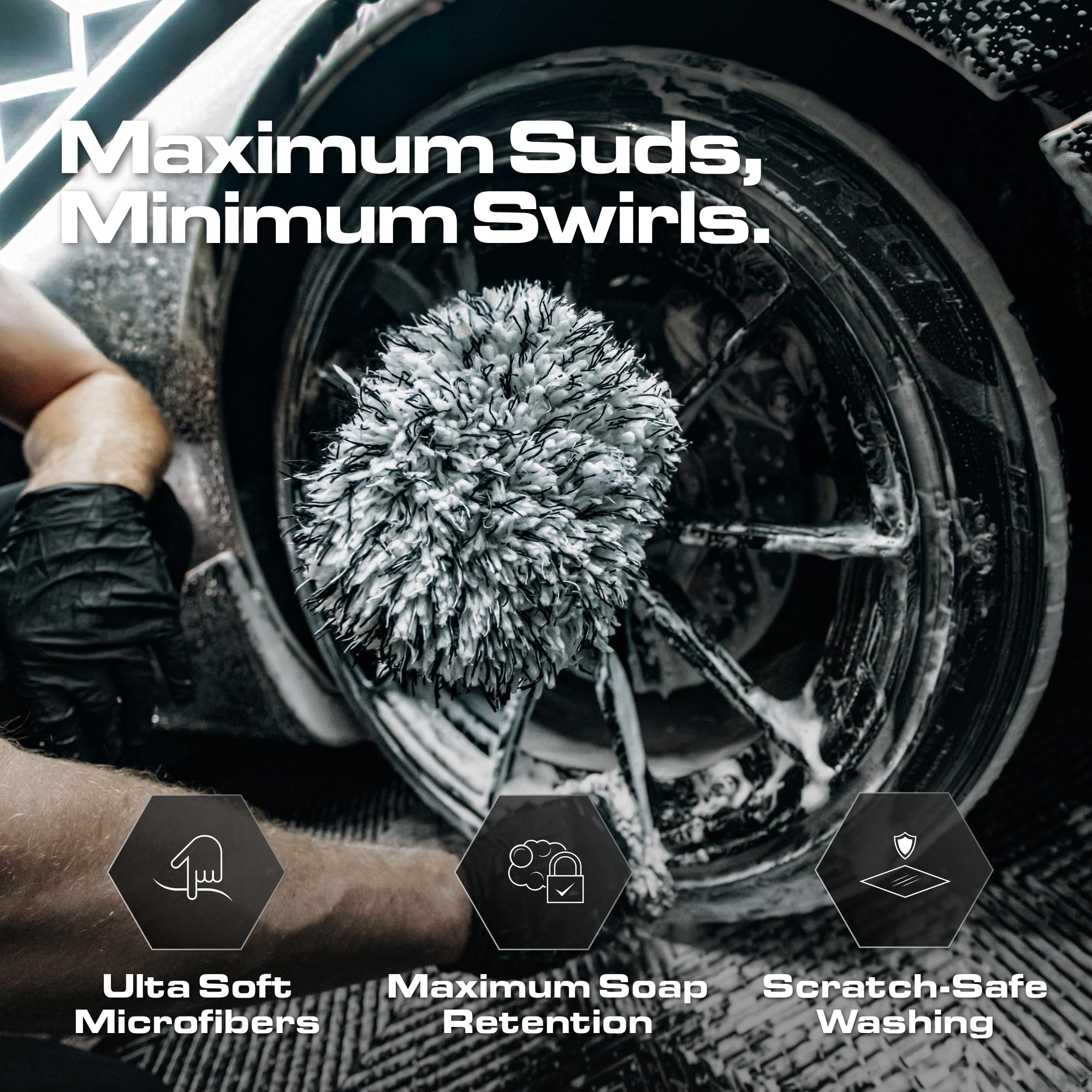 Blackline Mikrofaser-Auto-Radhandschuh, Premium, kratzfrei, Mikrofaser-Waschhandschuh für die Autoreinigung, Auto-Detaillierungszubehör, funktioniert mit Eimer, Autoshampoo oder Schaumkanone, 70 % /
