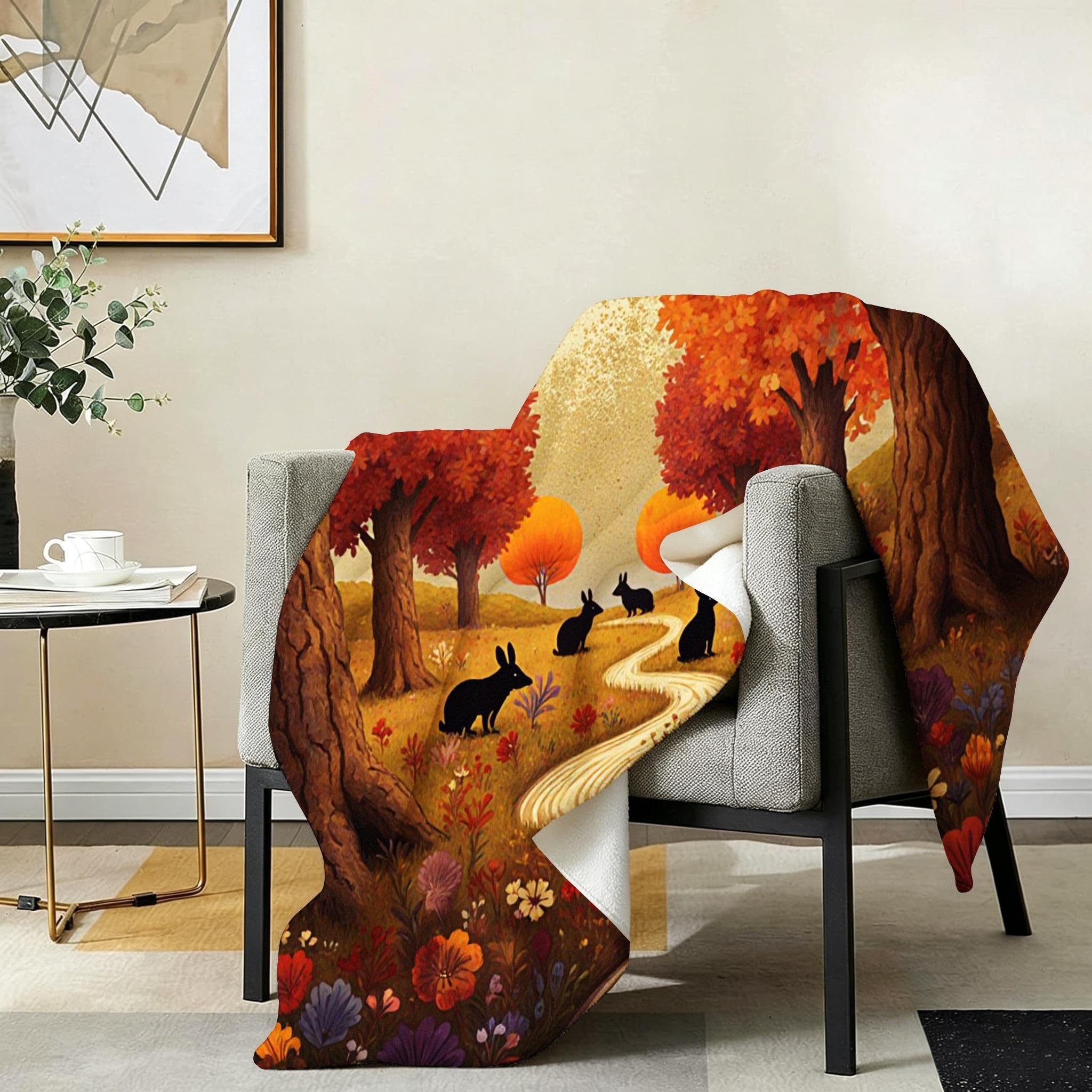 Coperta Pile Matrimoniale 240x260 cm Bosco Giallo, Coperta XXL Super Morbida Multiuso Come Copriletto o Plaid da Salotto, Calda e Leggera, Protezione dal Freddo, AW2130