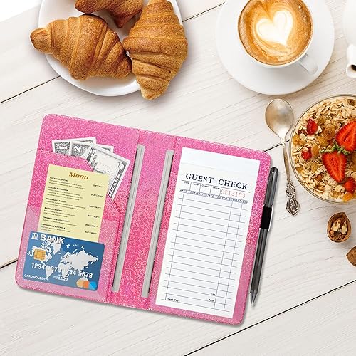 Miniatura 3 de ACdream - Libretas de servicio para camareros, cuaderno de recibos de comensales, bonito organizador de piel, cartera para dinero, para presentar