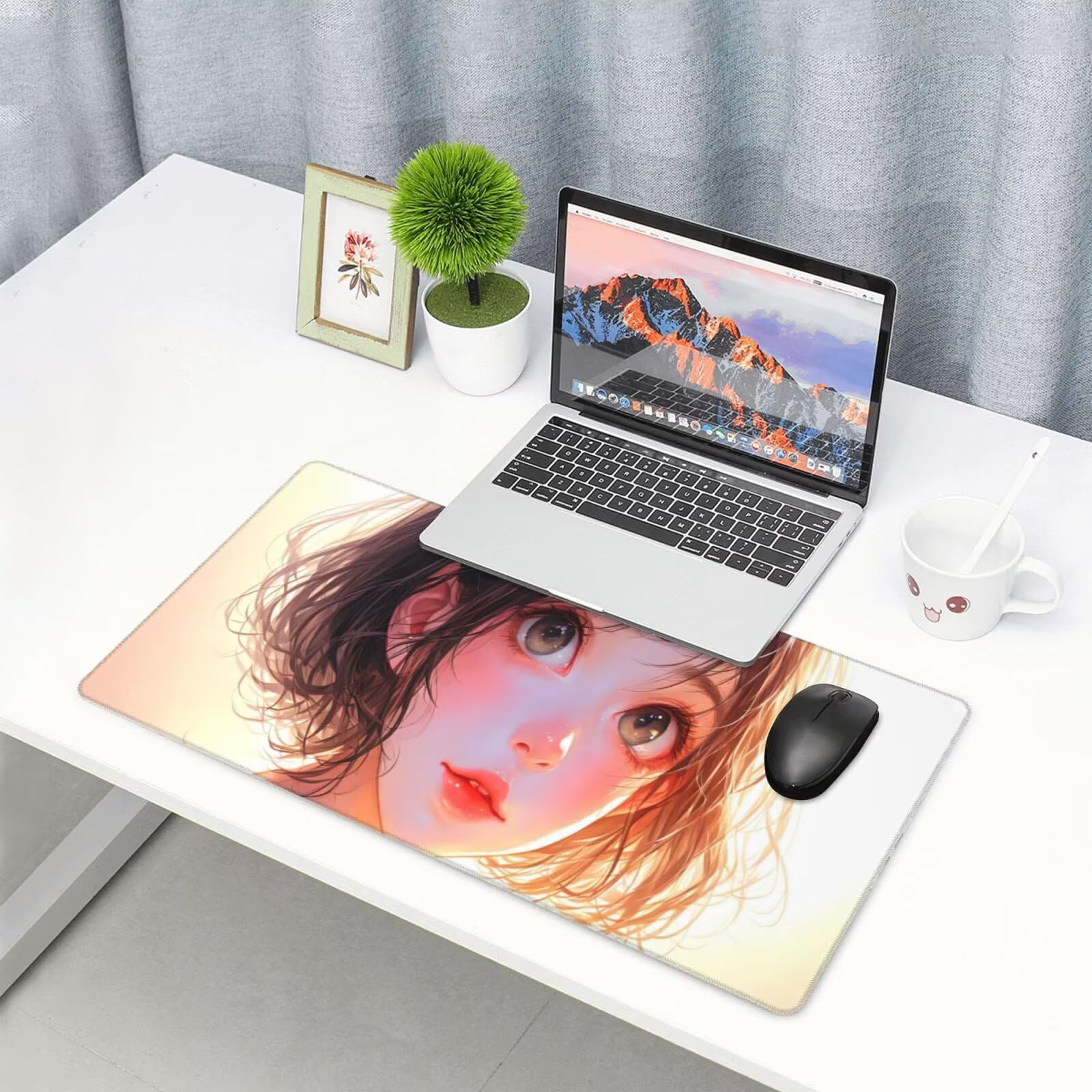 Tappetino Mouse Fumetto Tappetino Mouse XXL 1600 x 800 mm, Tcomputer Gaming Impermeabile e Antiscivolo Mousepad Ragazza Accessori Scrivania per Migliorare Precisione e Velocit Gaming Mousepad U-375