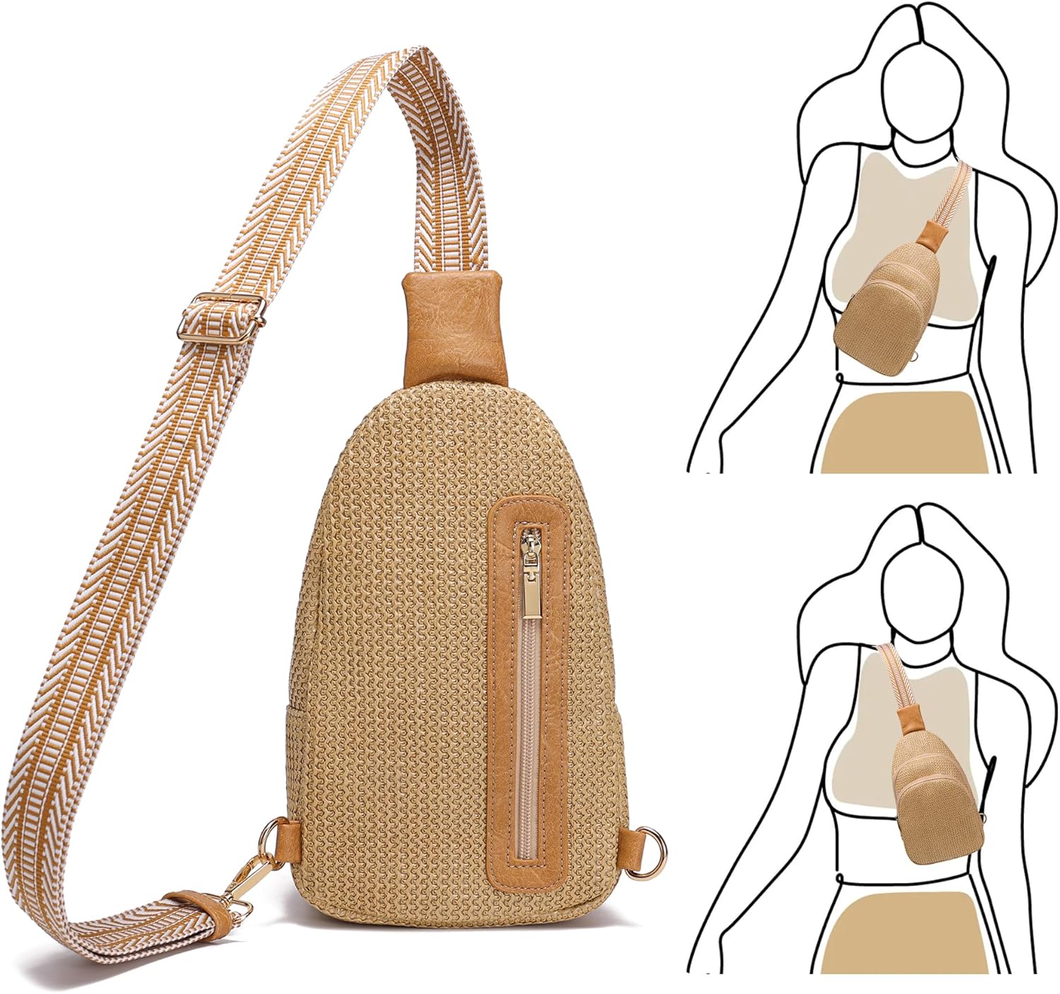 Faux Straw Crossbody Bag for Women Summer Woven Beach Purse Lightweight RFID Blocking Shoulder Bags | Lightweight, RFID Blocking - Image 7