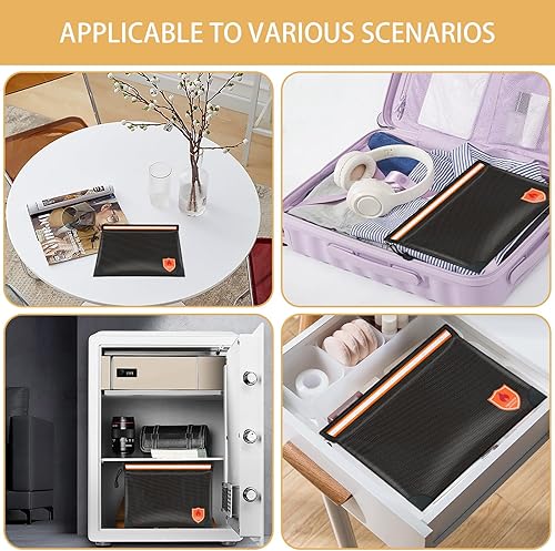 Miniatura 6 de Bolsa de documentos ignífuga 2200F5200F, 15 x 11 pulgadas con cremallera y tira reflectante, aislamiento térmico ignífugobolsa impermeable para