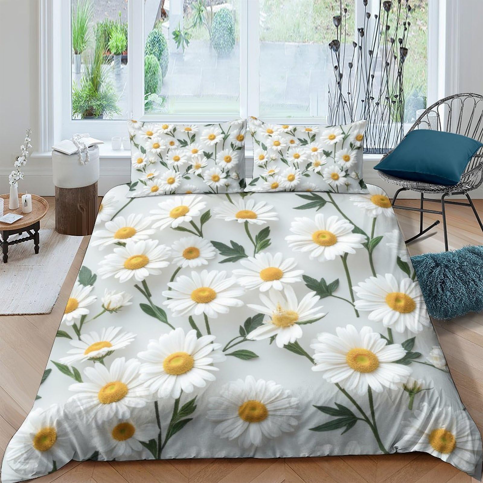 Ctjqhvkz Style-9 3D Printed Daisy Blossom Fitted Sheet Microfiber Soft Non-Slip Sunflower Mattress Cover For Bedroom Guest Room Decor Single（135X200cm）