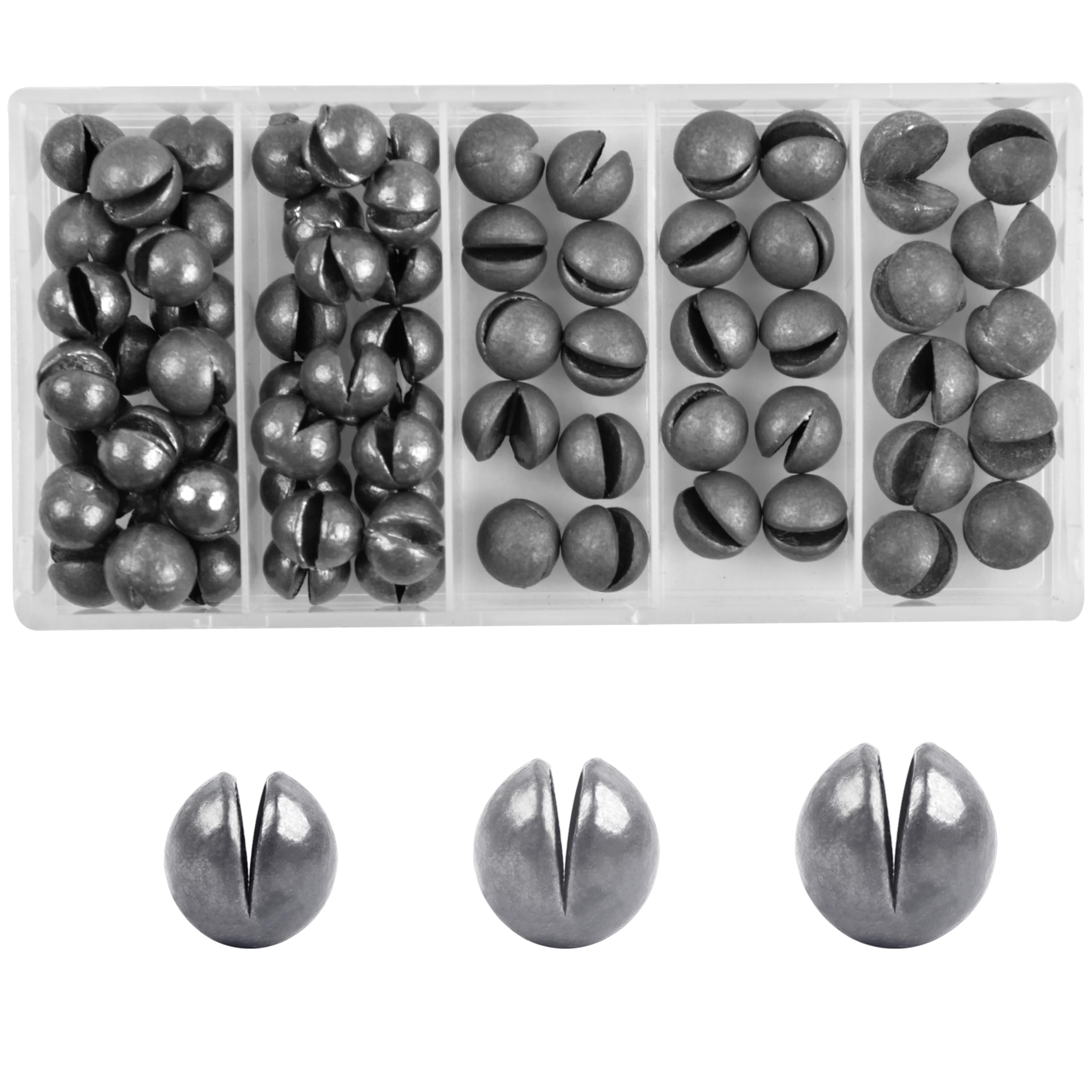 Shaddock Fishing Split Shot Weights Kit, Removable Round Lead Weights Fly Fishing Line Egg Sinkers for Freshwater Saltwater