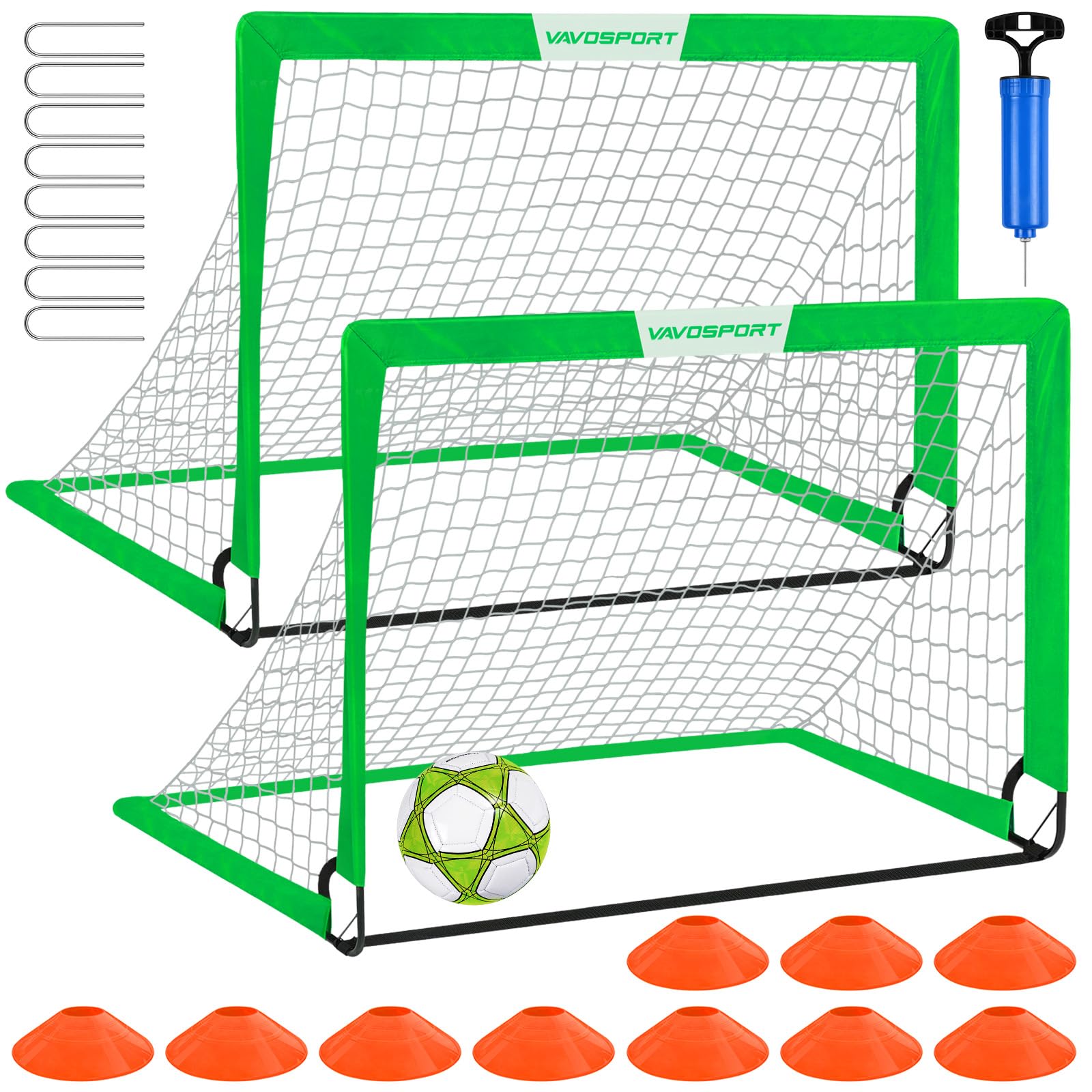 VAVOSPORT Kids Soccer Goals for Backyard Set of 2,Soccer Training Equipment