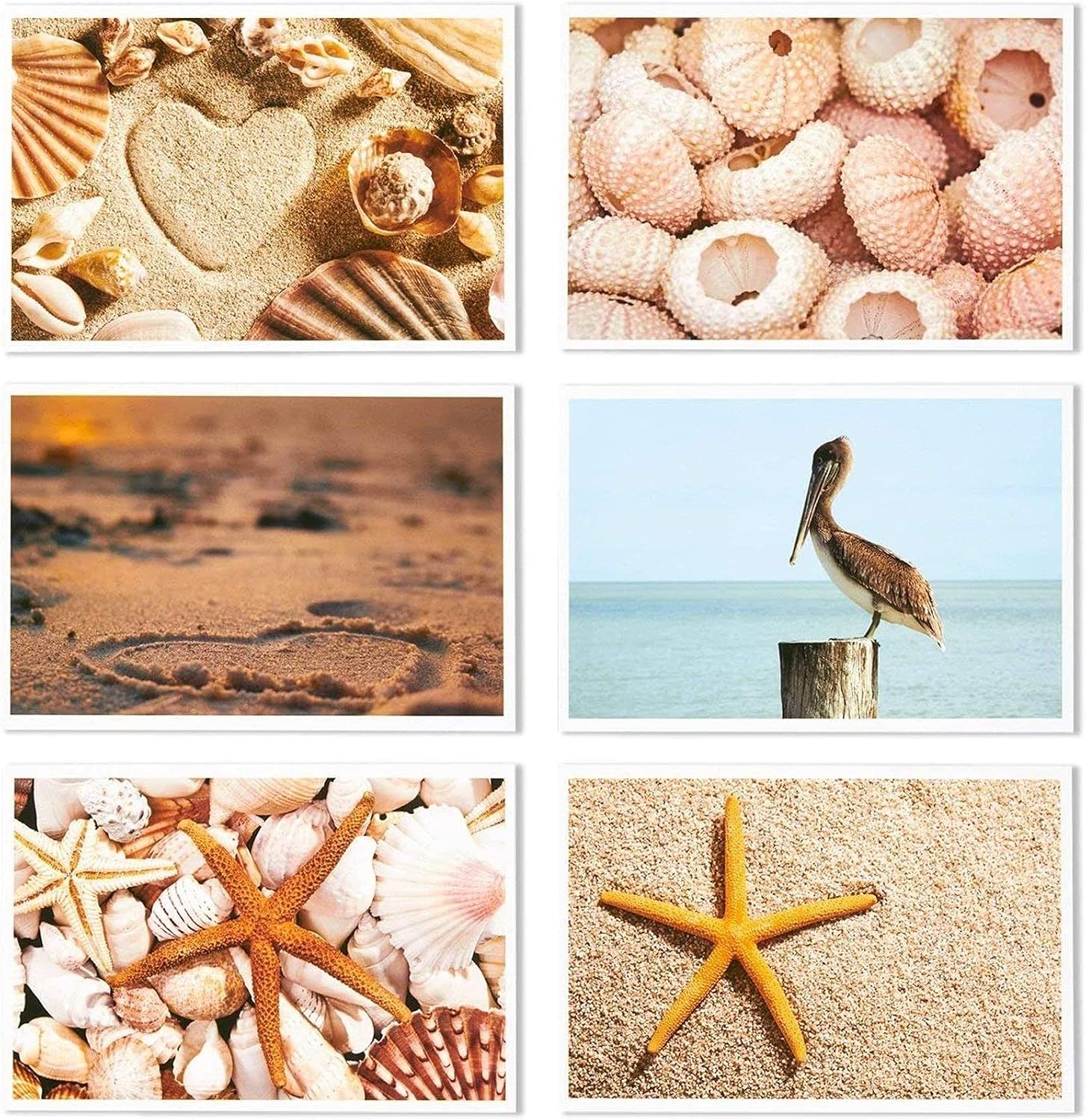 Nautical Beach Seaside Postcards - 40 Glossy Postcards - Bulk Set - Featuring Boats, Lighthouses, Sea Shells, Sand Castles - 4 x 6 Inches