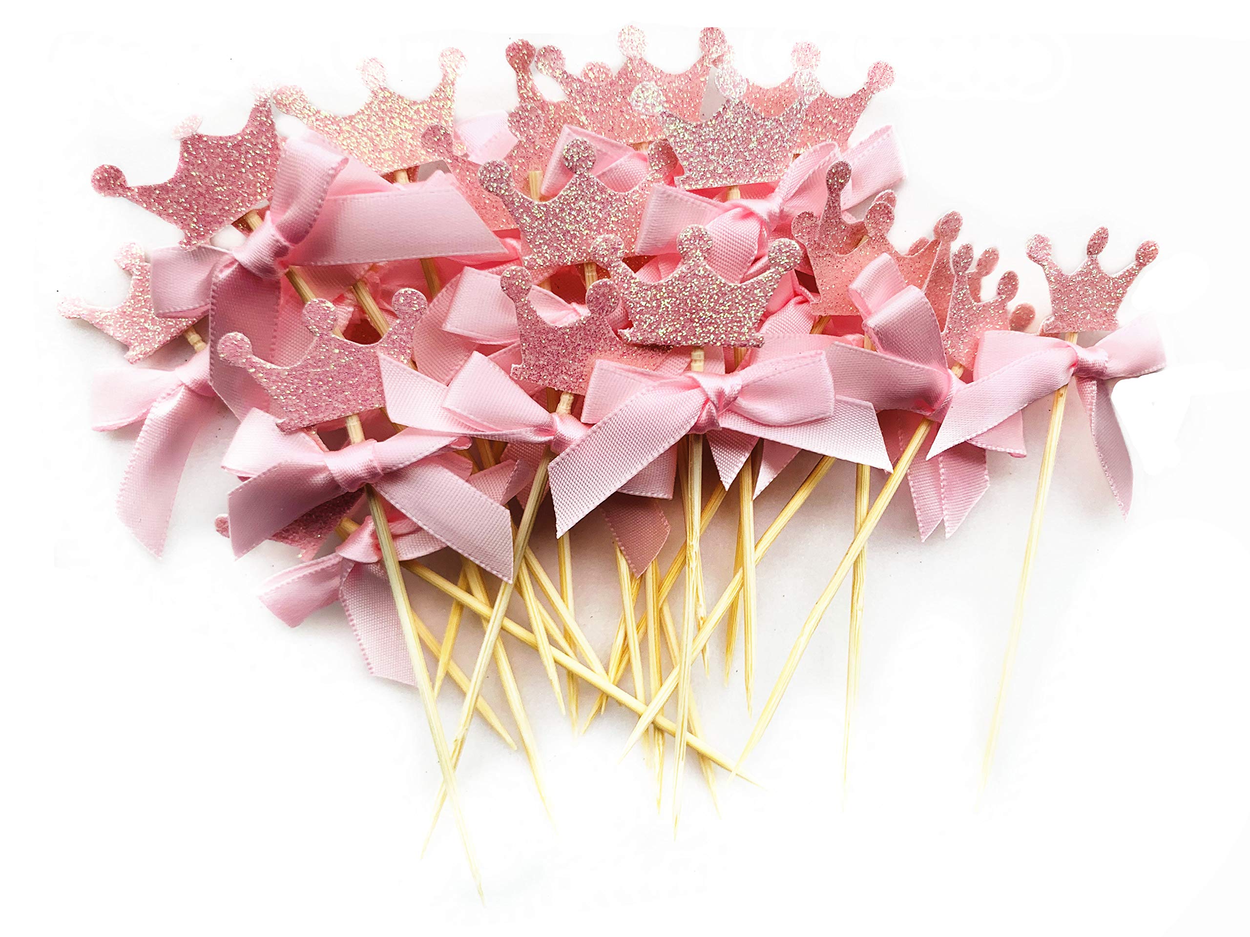 Pink Glitter Crown Cupcake Toppers Tiara Cupcake Toppers Cake Picks