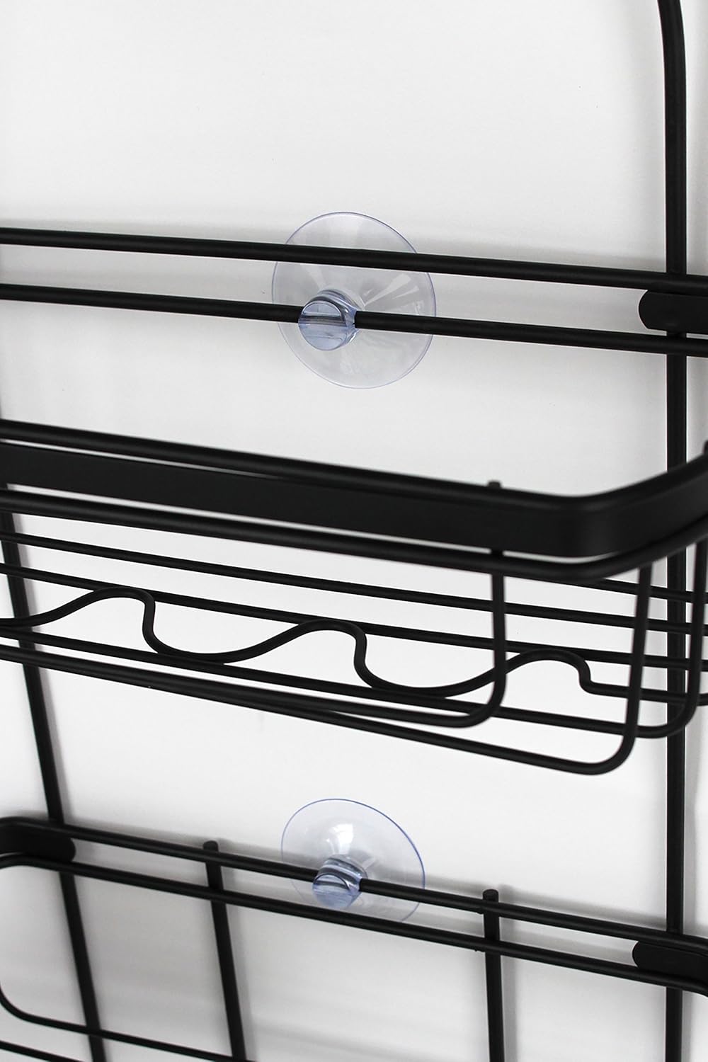 Splash Home Bathroom Door or Hanging from Shower Head Caddy with Two Basket Organizers Plus Dish for Storage Shelves for Shampoo, Conditioner Soaps, 24 x 15 x 12 Inches Black