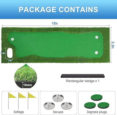 Miniatura 4 de Green de Golf para Interiores 3.3x10 Pies Alfombra Grande de Putting de Golf Tapete Profesional de Césped Artificial para Práctica con Foso de Arena