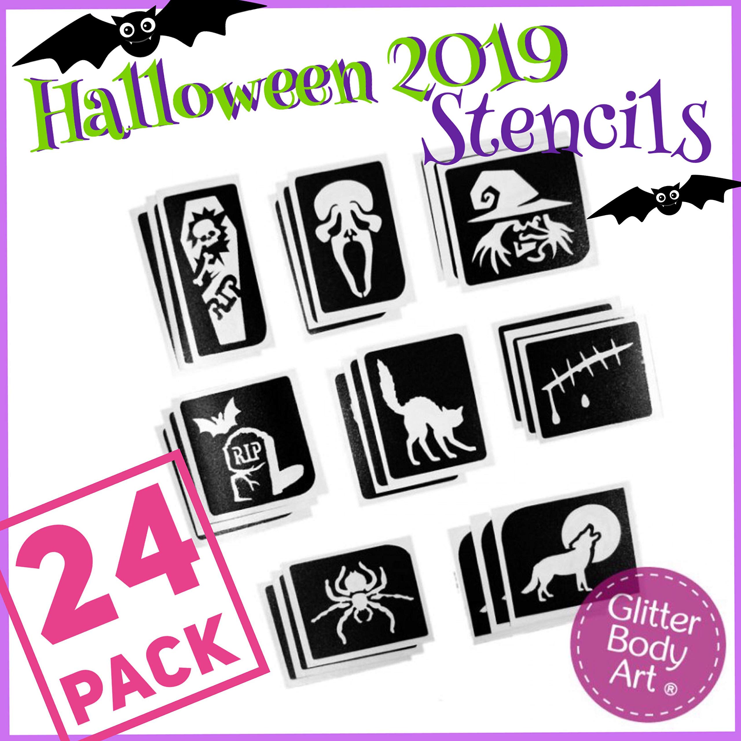 Buy Halloween Glitter Tattoo Stencil Pack of 24 2021 Halloween