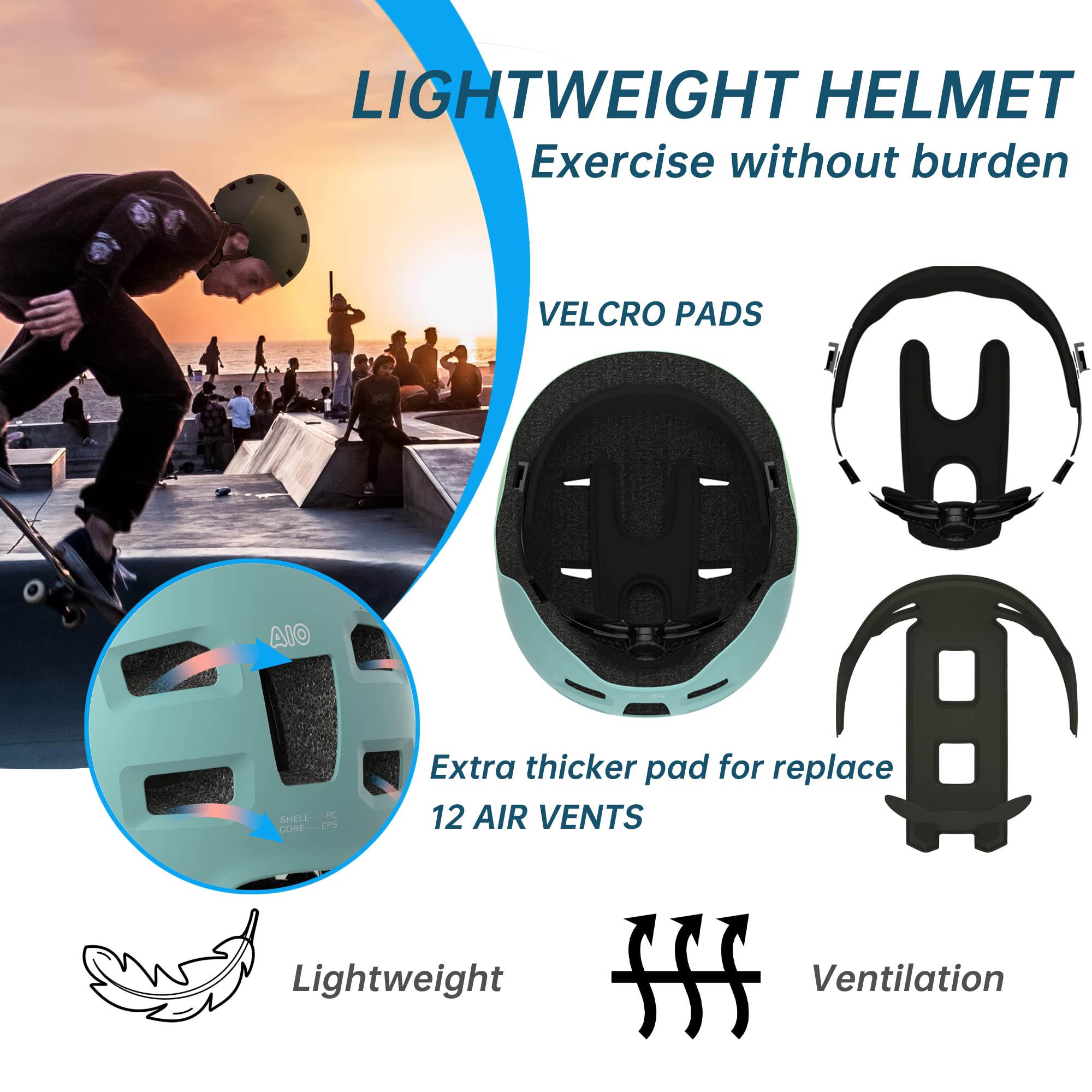 Casco Bici da Uomo/Donna, Leggero Casco da Bicicletta, Casco da Skateboard, Casco da Elettrico Bicicletta, Casco da Elettrico Skateboard