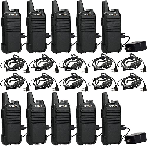 Retevis RT22 Radios de 2 vías Walkie Talkies radio bidireccional recargable de largo alcance 16 canales VOX pequeños auriculares de emergencia de 2