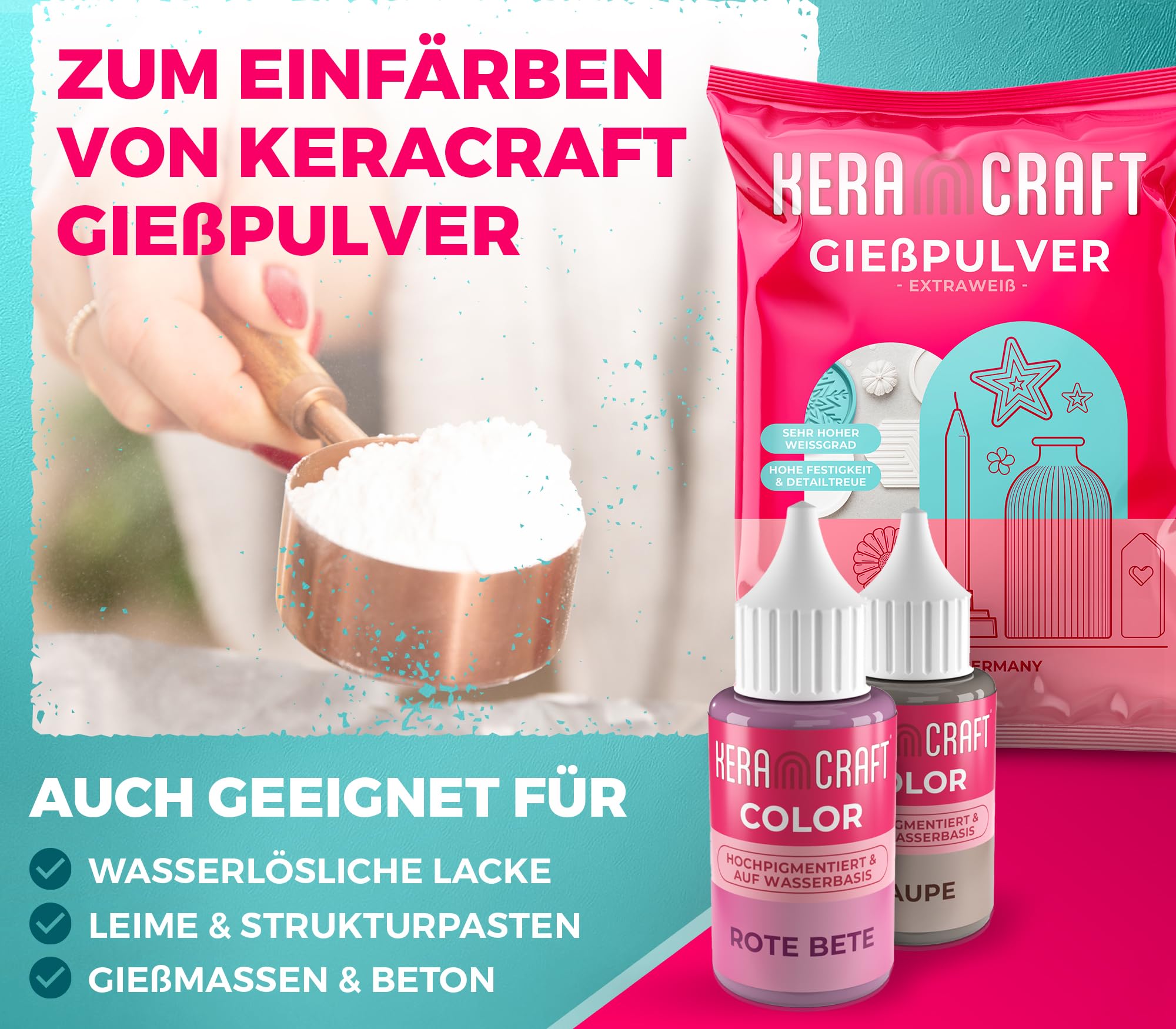 KERACRAFT Color Lot de 10 pigments de couleur pour poudre de coulée 25 ml
