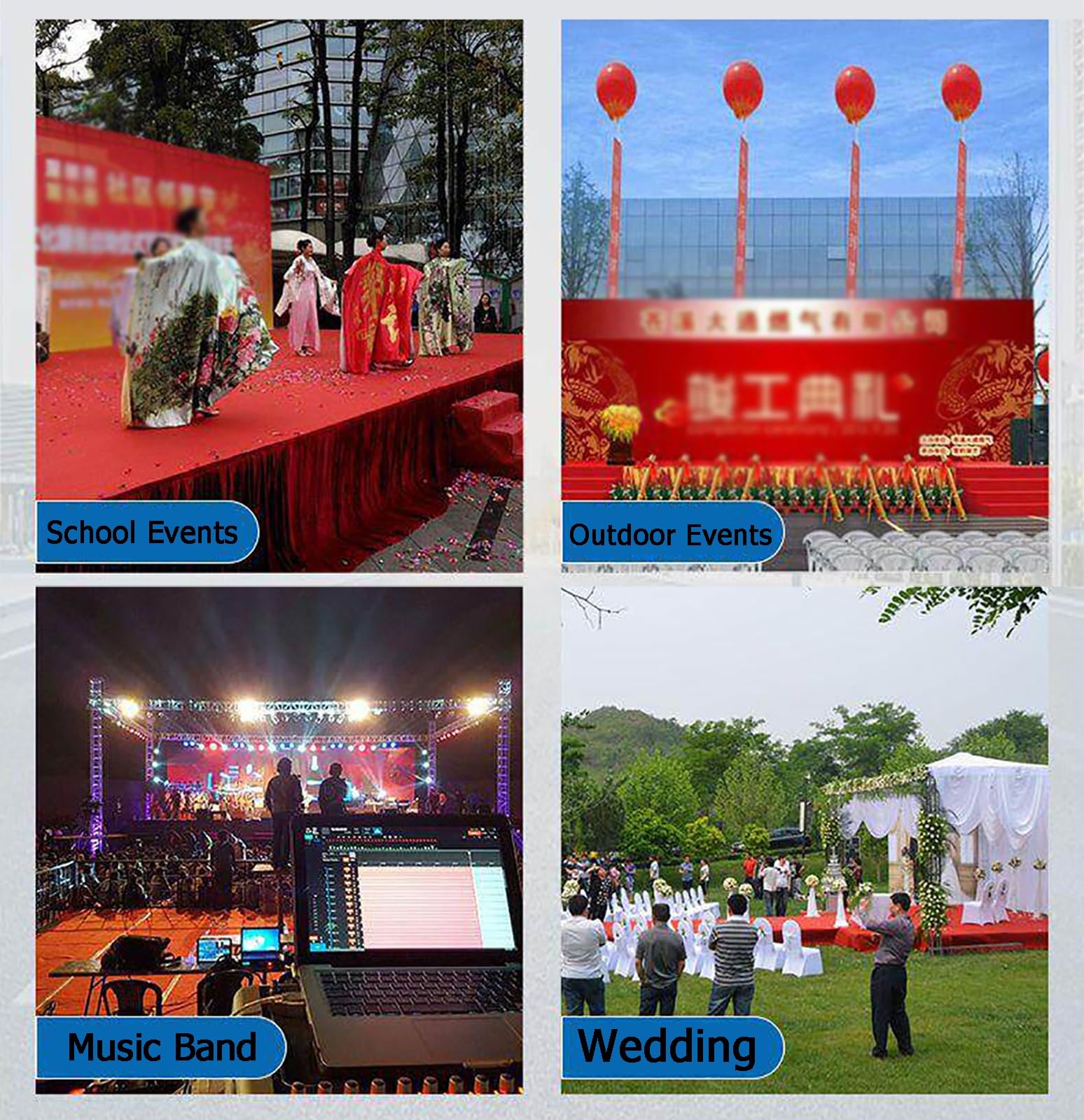 Palco Modulare Unità modulare versatile con piattaforma da palco portatile, fotocamera pieghevole per concerti di band, ricevimenti di nozze, piattaforma(H 30cm/11.8in)