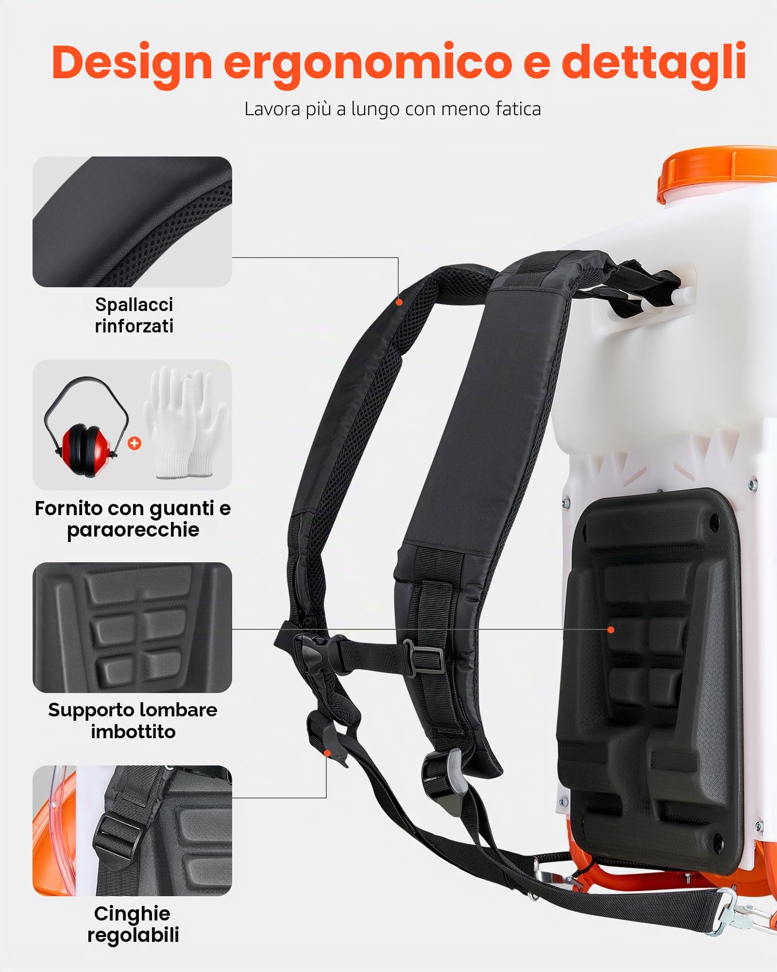 VEVOR Nebulizzatore a Zaino, Motore da 63 cc e 3 CV, Nebulizzatore a Gas con Serbatoio da 16 l, Sistema di Nebulizzazione a Polvere e Liquido per un Efficace Controllo di Giardinaggio e Agricoltura