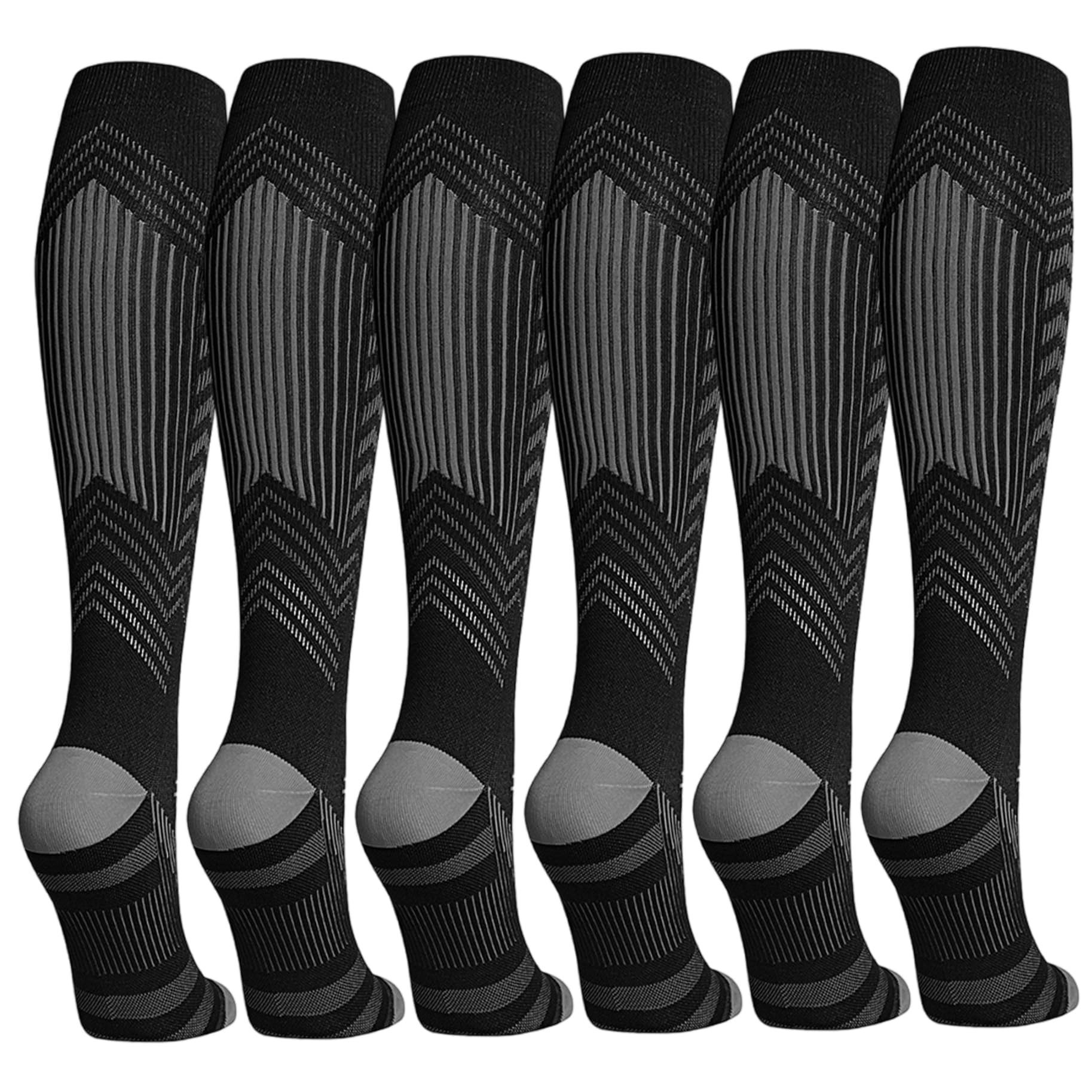 Calcetines de compresión 3 pares de calcetines de compresión atléticos suaves y transpirables para hombres y mujeres que absorben la humedad hasta la rodilla para correr, hacer deporte viajar.