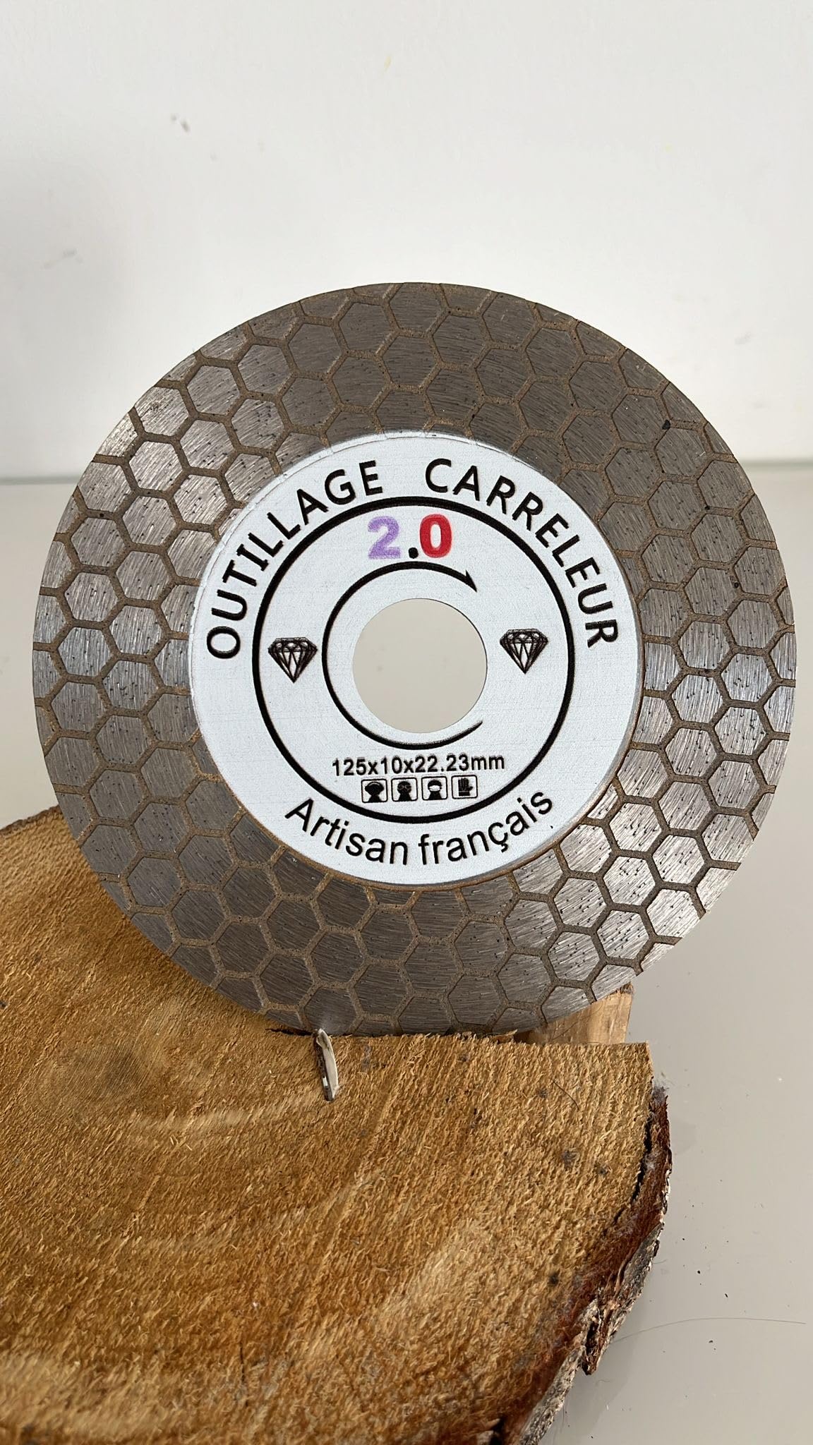 Disque Diamant Nid d’Abeille 125 mm – Coupe Biseau 45° – Épaisseur 1,2 mm – Qualité Pro – Pour Carrelage, Marbre, Porcelaine, Travertin, Terrazo – Compatible Meuleuse