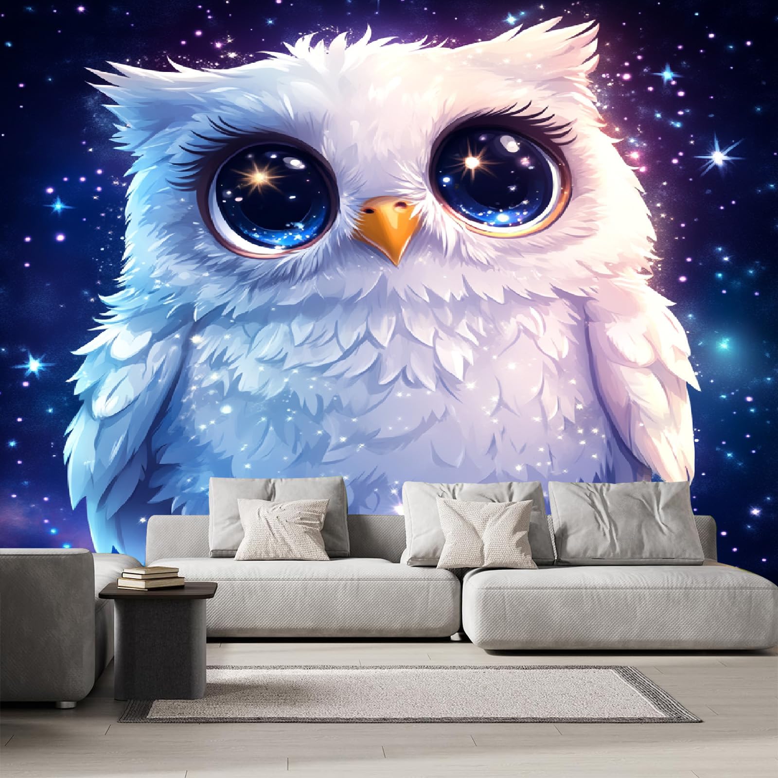 Poster mural hibou animal 3D en intissé haut de gamme pour décoration intérieure moderne