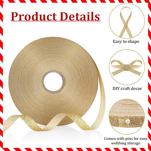 Miniatura 5 de Cinta con purpurina con borde con alambre, impermeable, guirnalda de cinta brillante para regalos, tarjetas, manualidades, coronas, vacaciones,