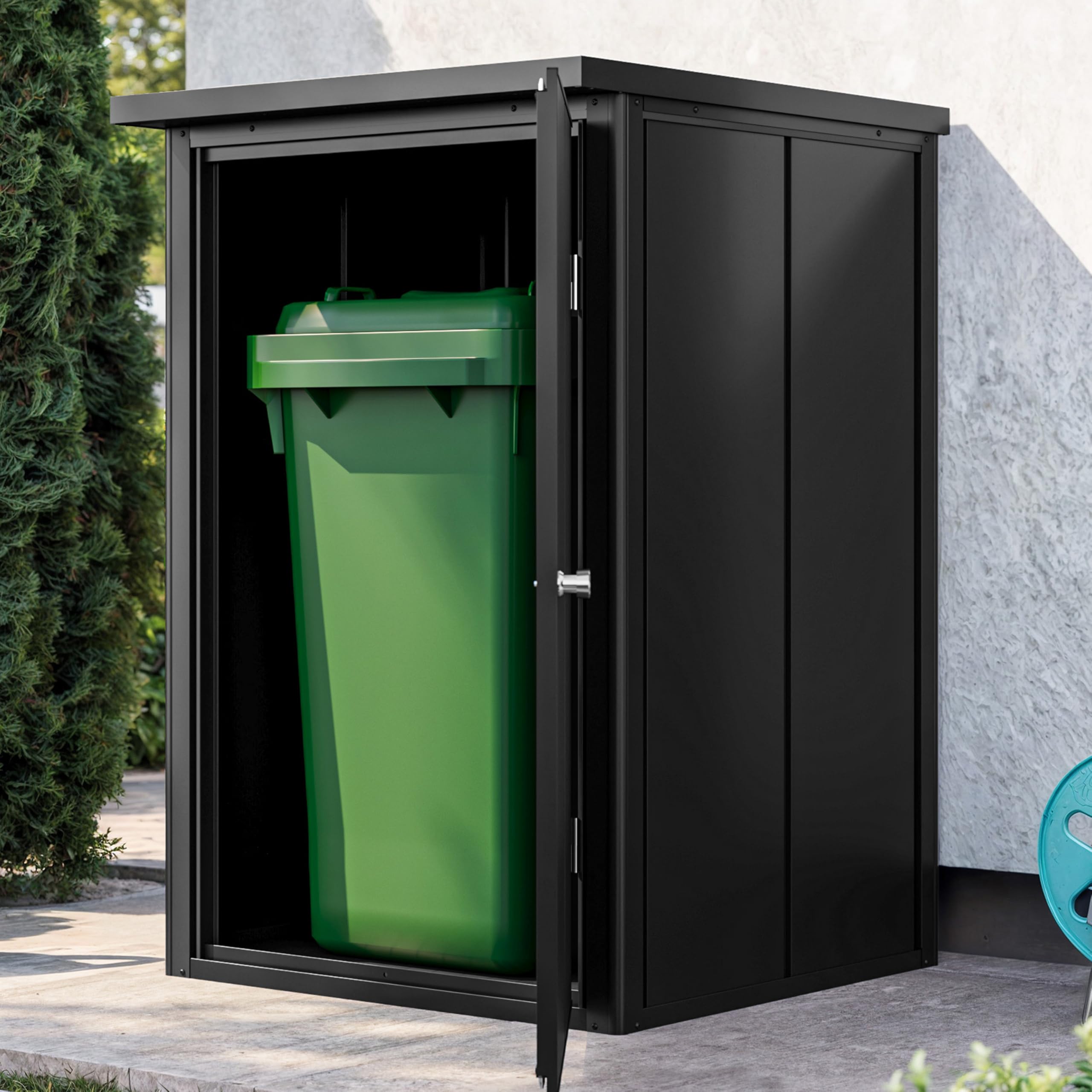 GFP Primeyard Armario Exterior metálicos 84x84x131 cm Caseta de jardín Antracita Incl. Suelo