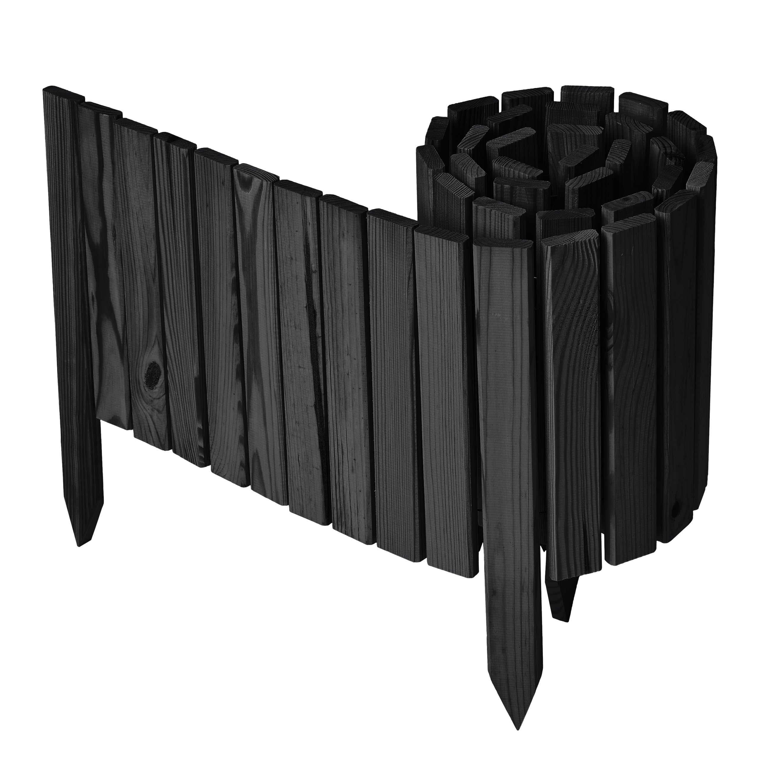 Garronda Beeteinfassung Holz Rollzaun Holzzaun 30 cm x 200 cm imprägniert Flexibler Rollborder Rasenkante Palisade Gartenzaun Umzäunung für Garten GD-0149, Graphite