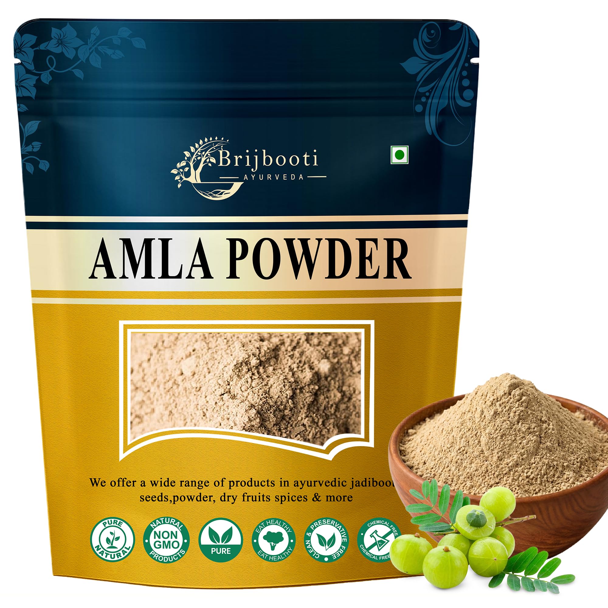 [BRSROYATB4AWAHTL] Brijbooti Amla Powder For Hair Mask & Packs (250 Gr) | Indian gooseberry | for Hair, Skin, Eating, and Drinking | Pure and Natural